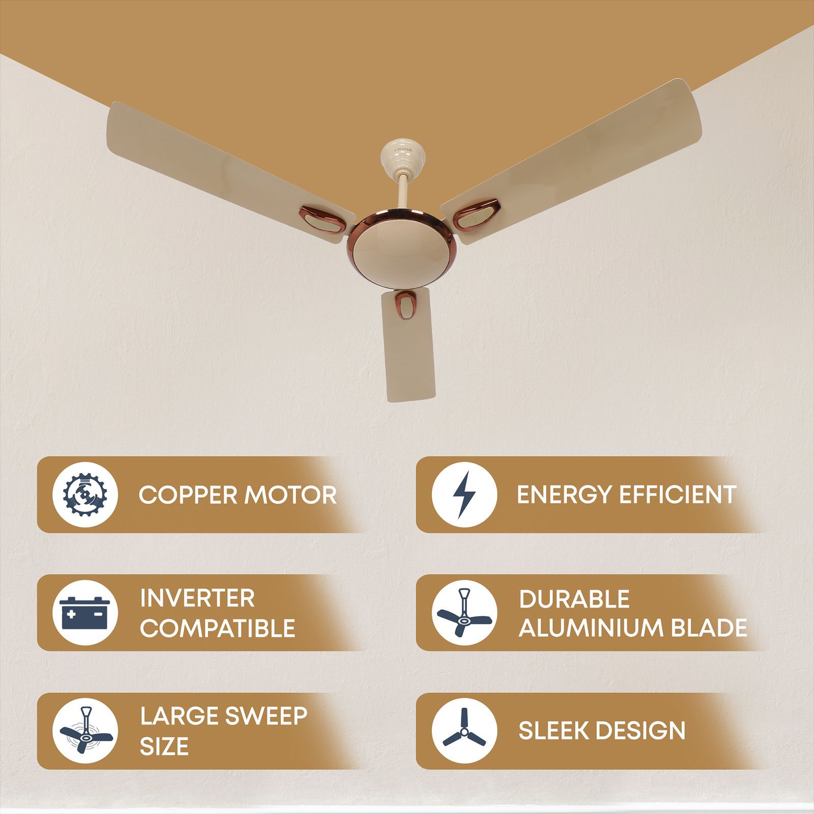 Croma Semi Deco 1200mm 3 Blade Energy Efficient Ceiling Fan (Reliable Operation, Mid Buff) Croma Semi Deco 1200mm 3 Blade Energy Efficient Ceiling Fan (Reliable Operation, Mid Buff)_8