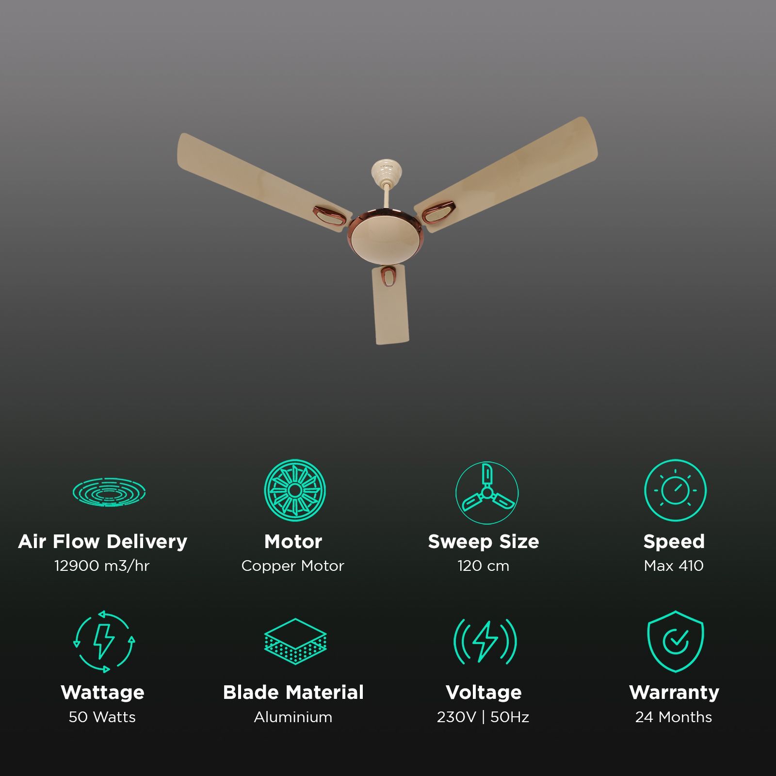 Croma Semi Deco 1200mm 3 Blade Energy Efficient Ceiling Fan (Reliable Operation, Mid Buff) Croma Semi Deco 1200mm 3 Blade Energy Efficient Ceiling Fan (Reliable Operation, Mid Buff)_3