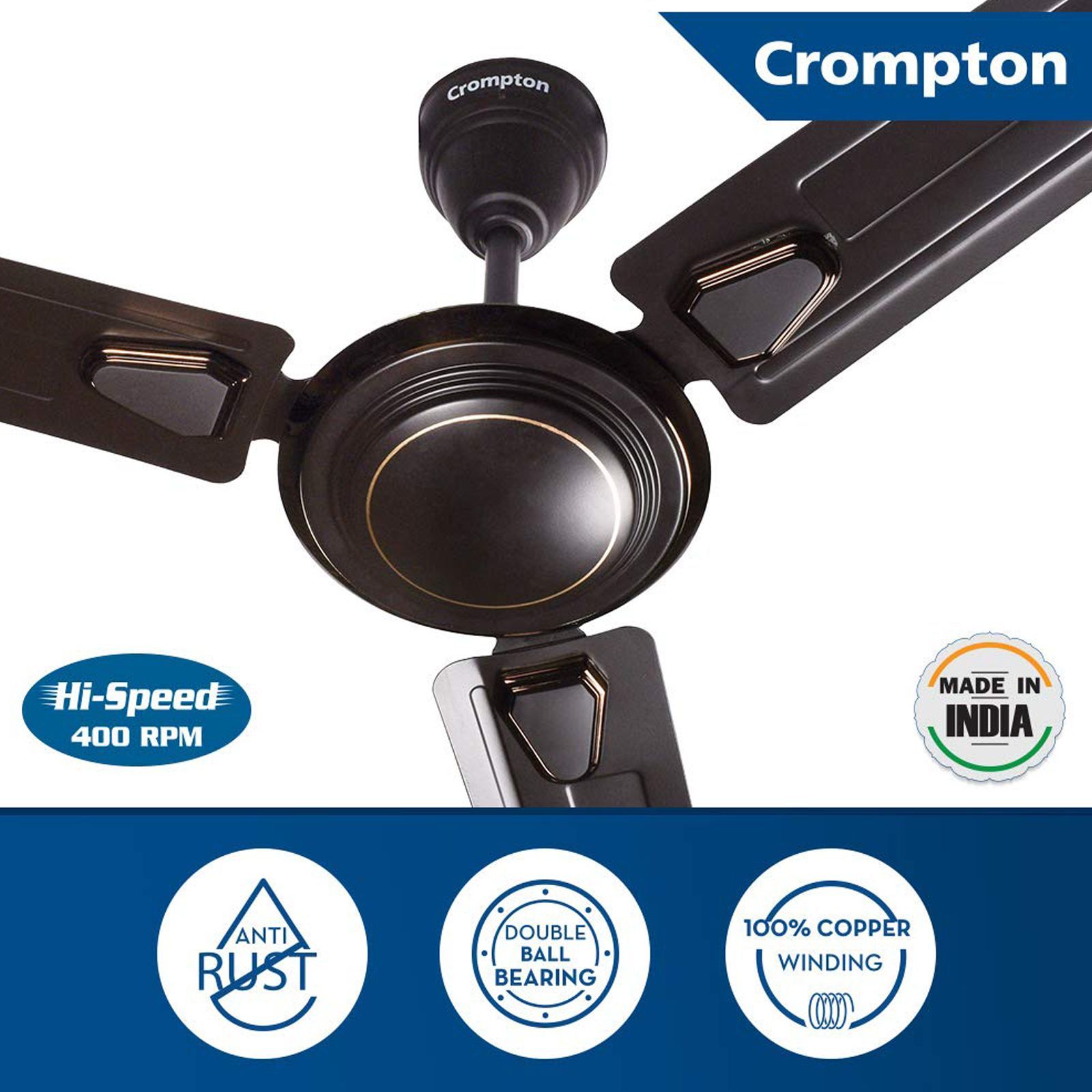 Crompton Surebreeze Super Briz Deco 1 Star 1200mm 3 Blade Copper Motor Ceiling Fan (Rust Proof, Smoked Brown)_9
