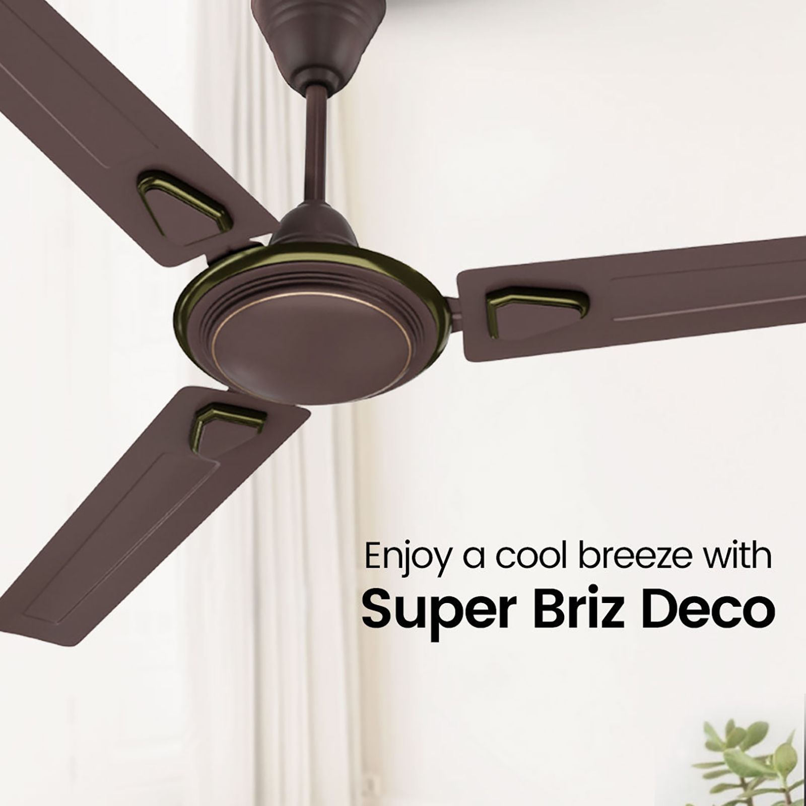 Crompton Surebreeze Super Briz Deco 1 Star 1200mm 3 Blade Copper Motor Ceiling Fan (Rust Proof, Smoked Brown)_11