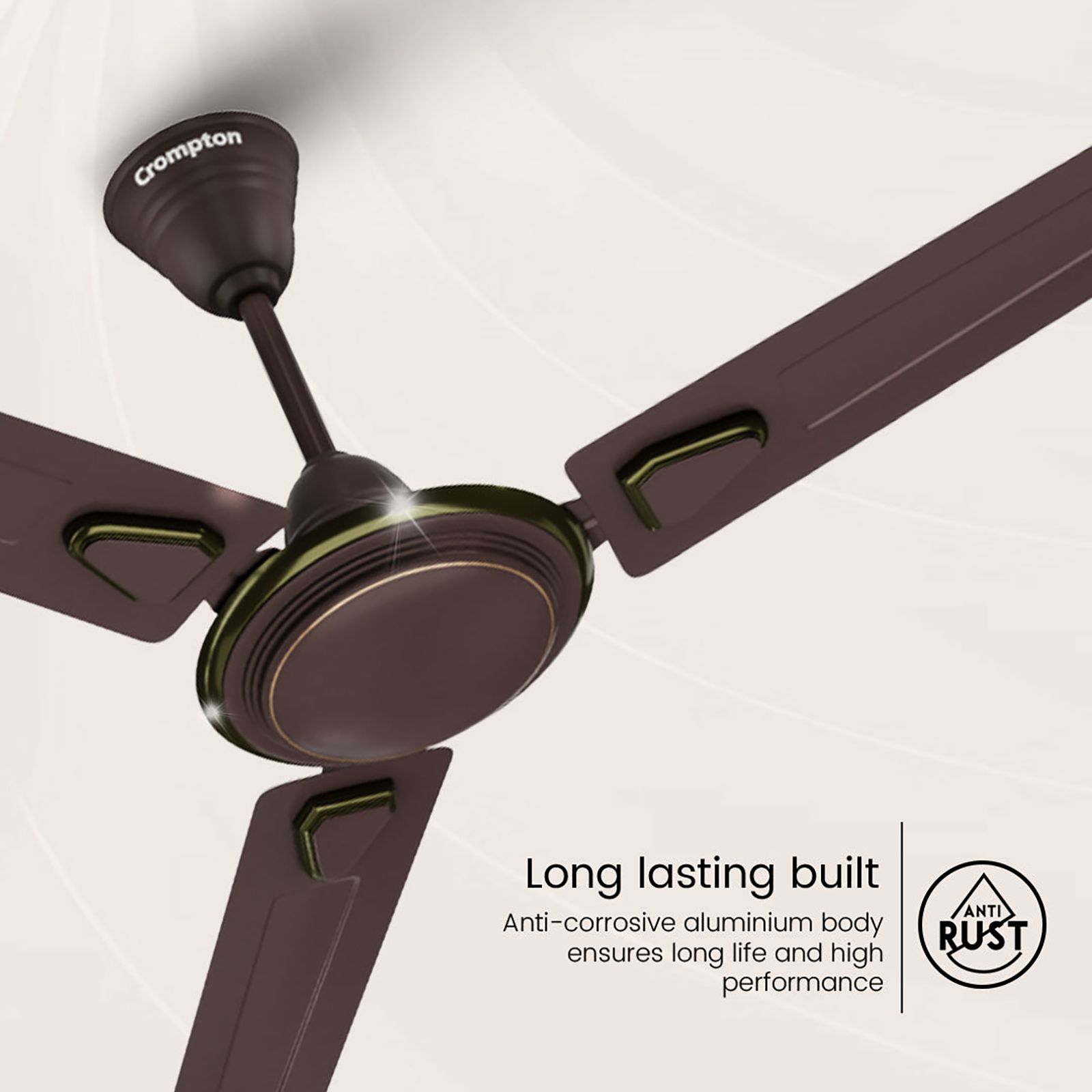 Crompton Surebreeze Super Briz Deco 1 Star 1200mm 3 Blade Copper Motor Ceiling Fan (Rust Proof, Smoked Brown)_12