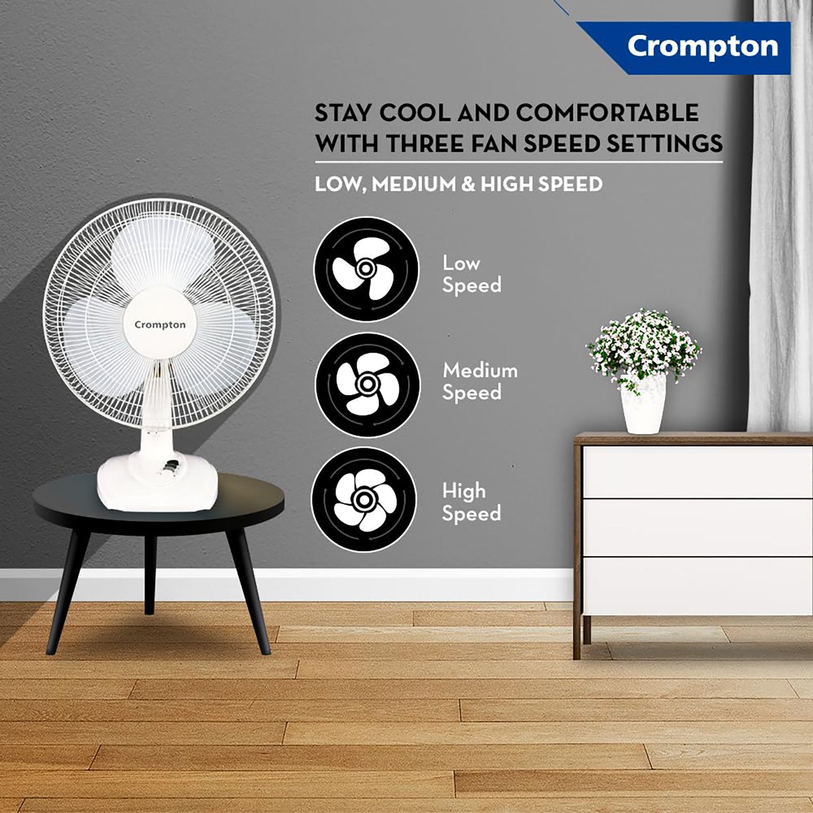 Crompton High Flo Wave Plus 400mm 3 Blade Copper Motor Table Fan (Aerodynamically Designed Blades, White) Crompton High Flo Wave Plus 400mm 3 Blade Copper Motor Table Fan (Aerodynamically Designed Blades, White)_7