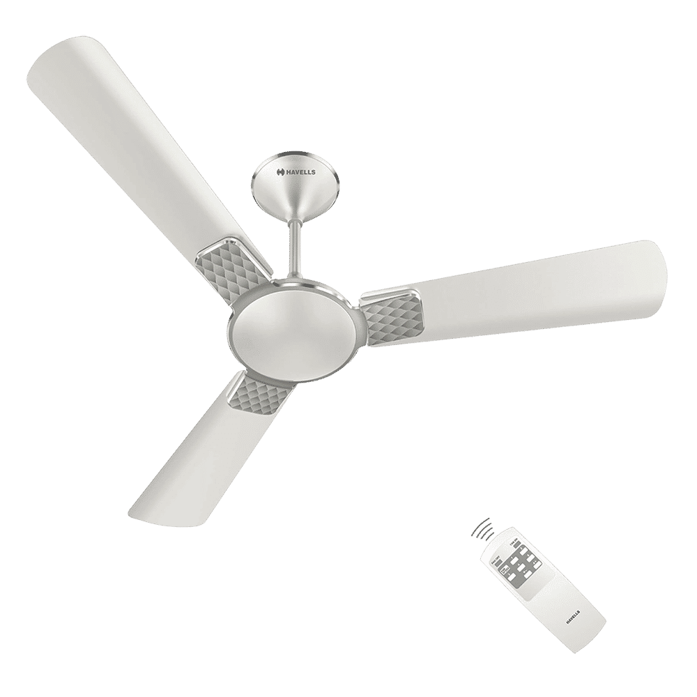 HAVELLS Enticer 5 Star 1200mm 3 Blade BLDC Motor Ceiling Fan with Remote (Dust Resistant, Pearl White Chrome) HAVELLS Enticer 5 Star 1200mm 3 Blade BLDC Motor Ceiling Fan with Remote (Dust Resistant, Pearl White Chrome)_1
