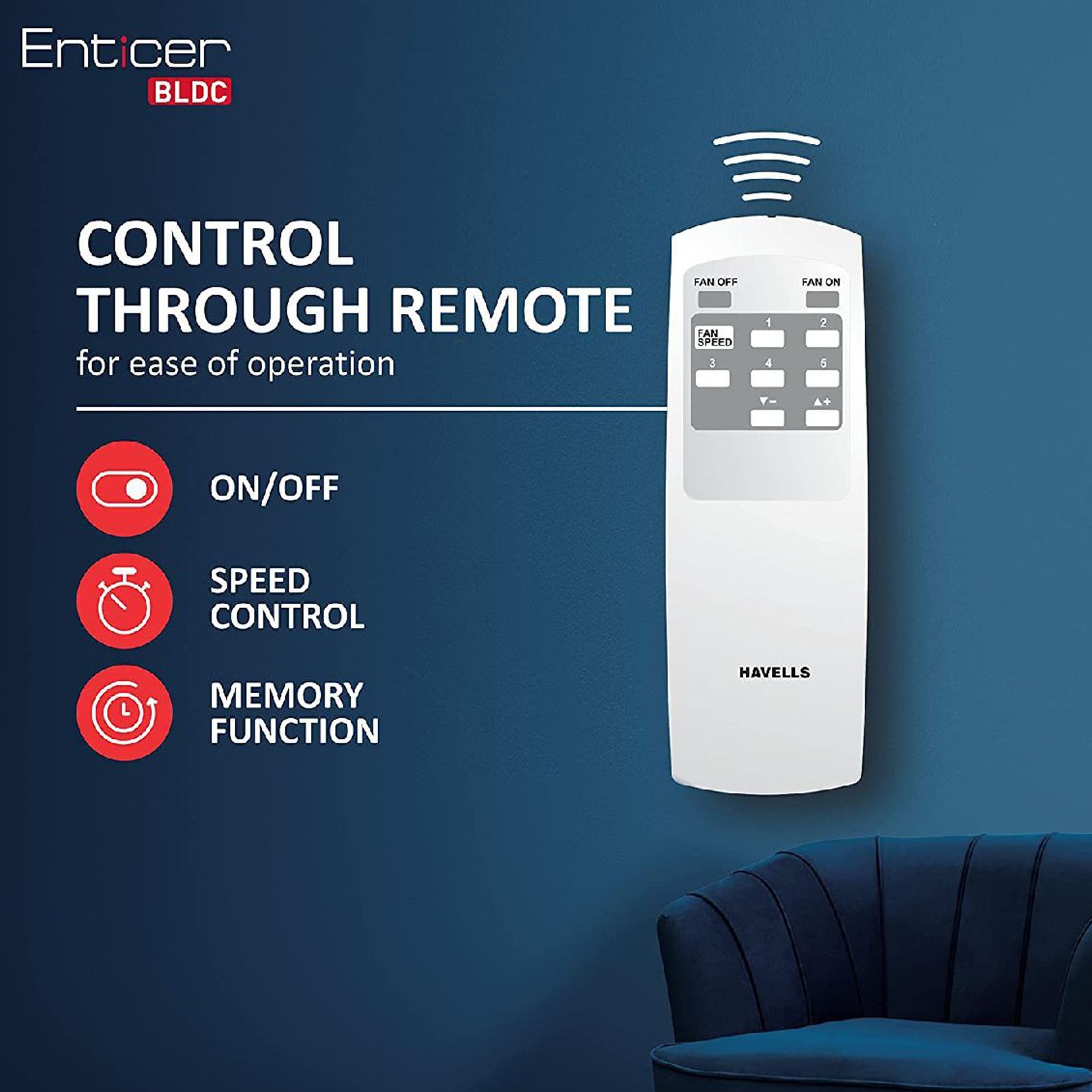 HAVELLS Enticer 5 Star 1200mm 3 Blade BLDC Motor Ceiling Fan with Remote (Dust Resistant, Pearl White Chrome) HAVELLS Enticer 5 Star 1200mm 3 Blade BLDC Motor Ceiling Fan with Remote (Dust Resistant, Pearl White Chrome)_12