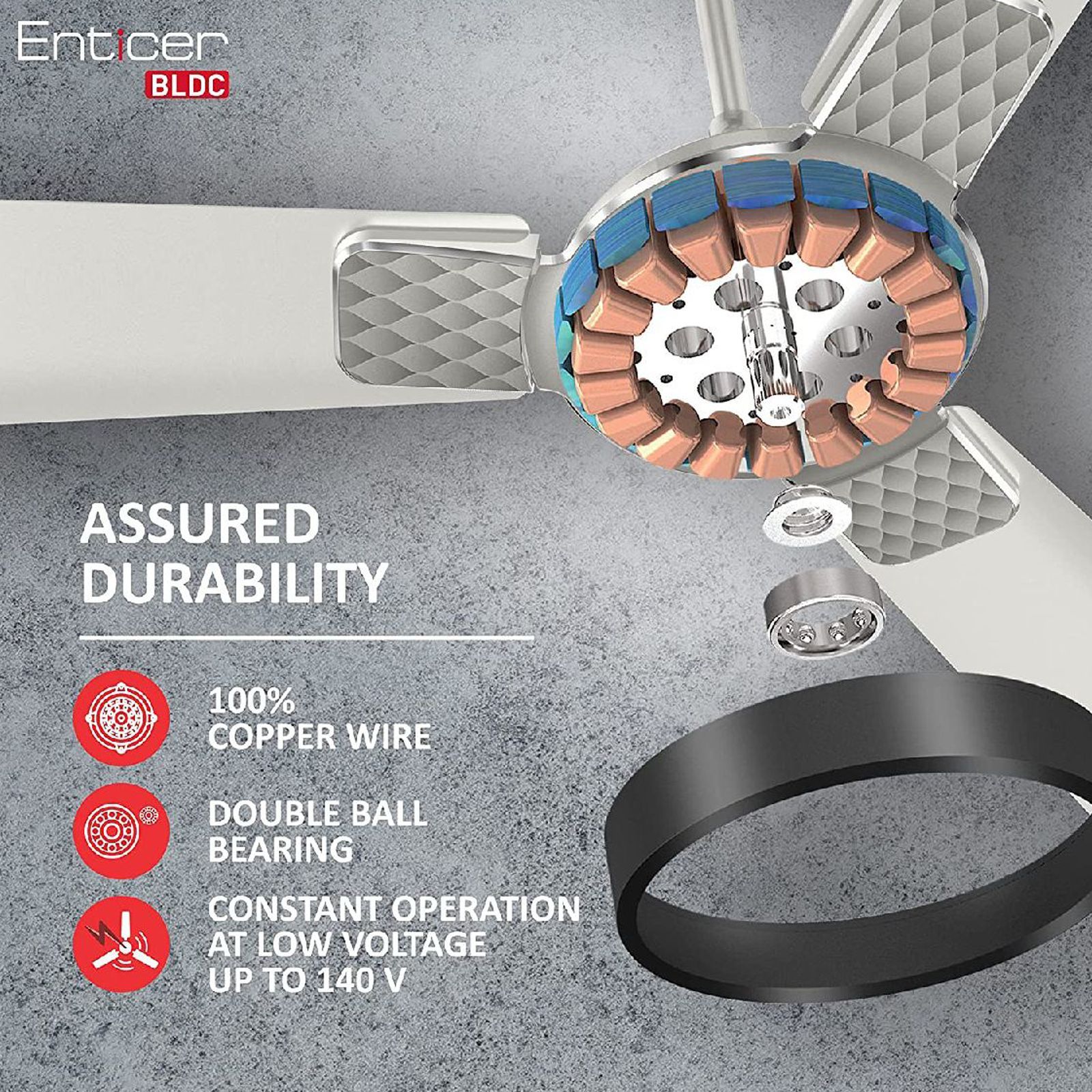 HAVELLS Enticer 5 Star 1200mm 3 Blade BLDC Motor Ceiling Fan with Remote (Dust Resistant, Pearl White Chrome) HAVELLS Enticer 5 Star 1200mm 3 Blade BLDC Motor Ceiling Fan with Remote (Dust Resistant, Pearl White Chrome)_6