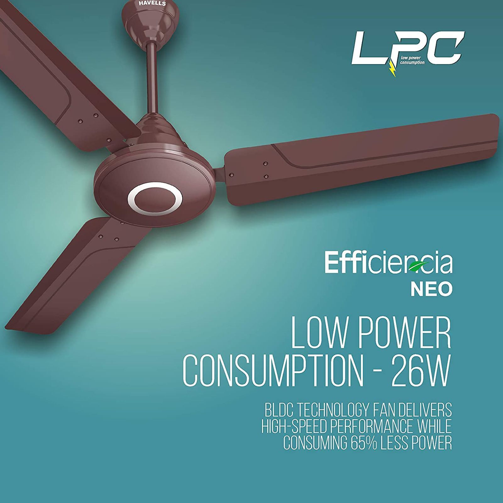 HAVELLS Efficiencia Neo 5 Star 1200mm 3 Blade BLDC Motor Ceiling Fan with Remote (High Speed, Brown)_14