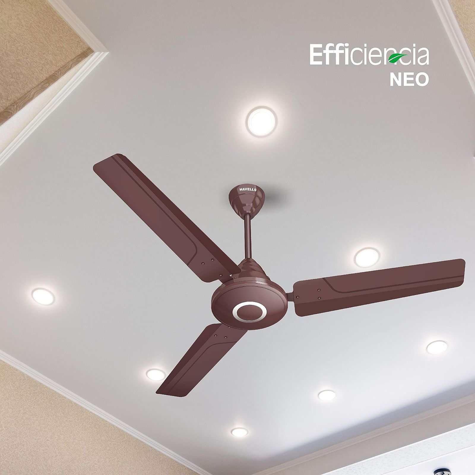 HAVELLS Efficiencia Neo 5 Star 1200mm 3 Blade BLDC Motor Ceiling Fan with Remote (High Speed, Brown)_5