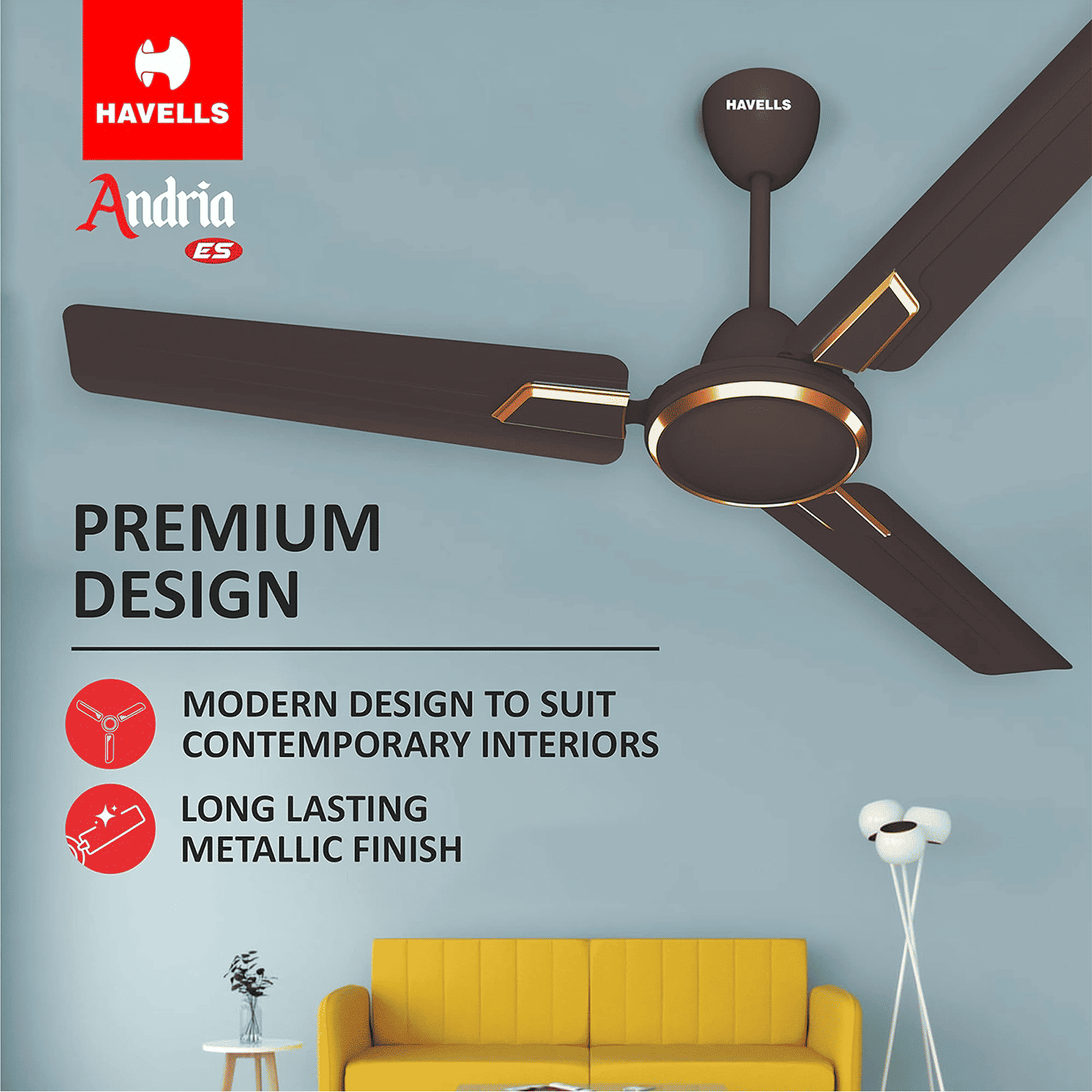 HAVELLS Andria ES 2 Star 1200mm 3 Blade High Speed Ceiling Fan (Metallic Finish, Espresso Brown) HAVELLS Andria ES 2 Star 1200mm 3 Blade High Speed Ceiling Fan (Metallic Finish, Espresso Brown)_5