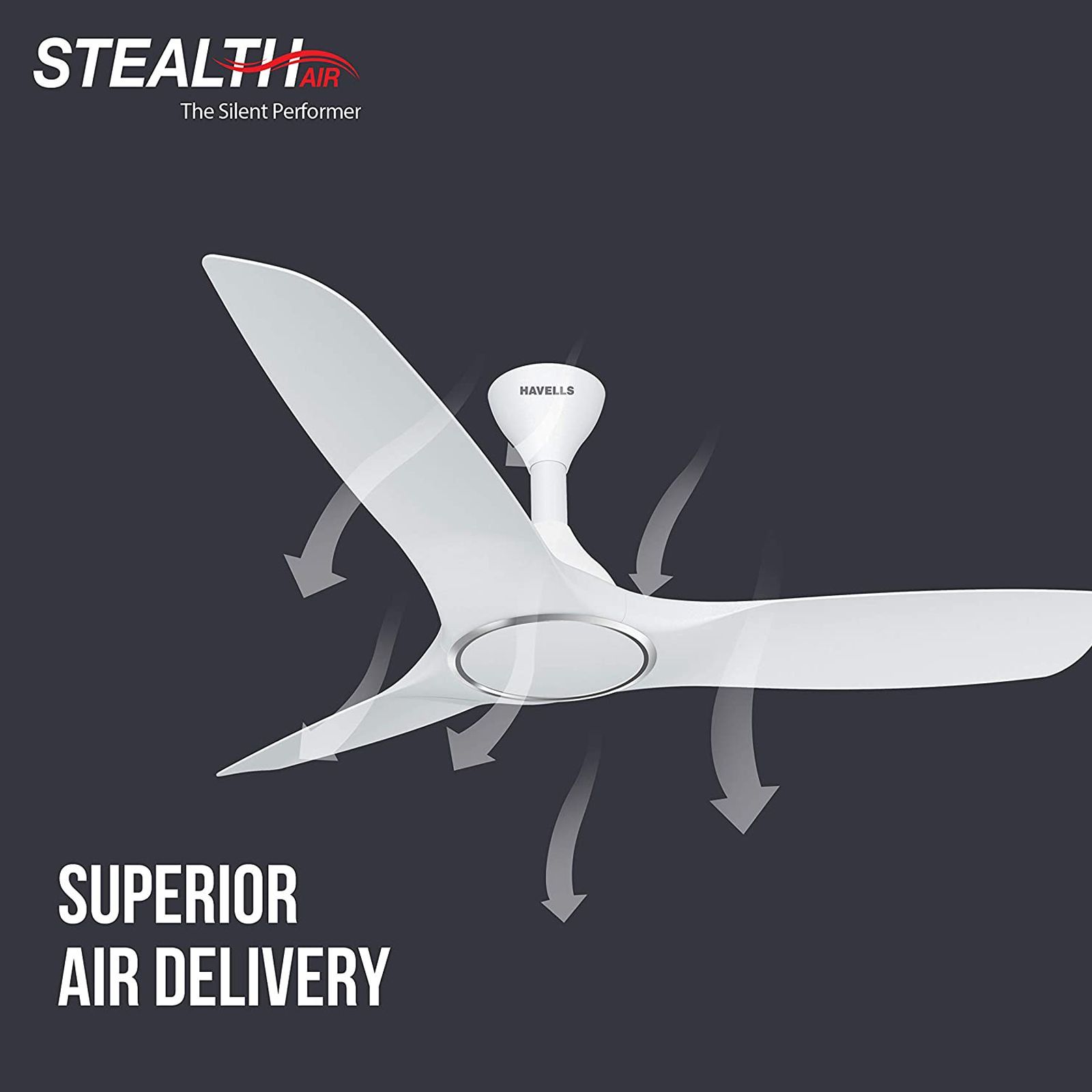 HAVELLS Stealth Air 1200mm 3 Blade Torque Motor Ceiling Fan (High Speed, Pearl White)_7