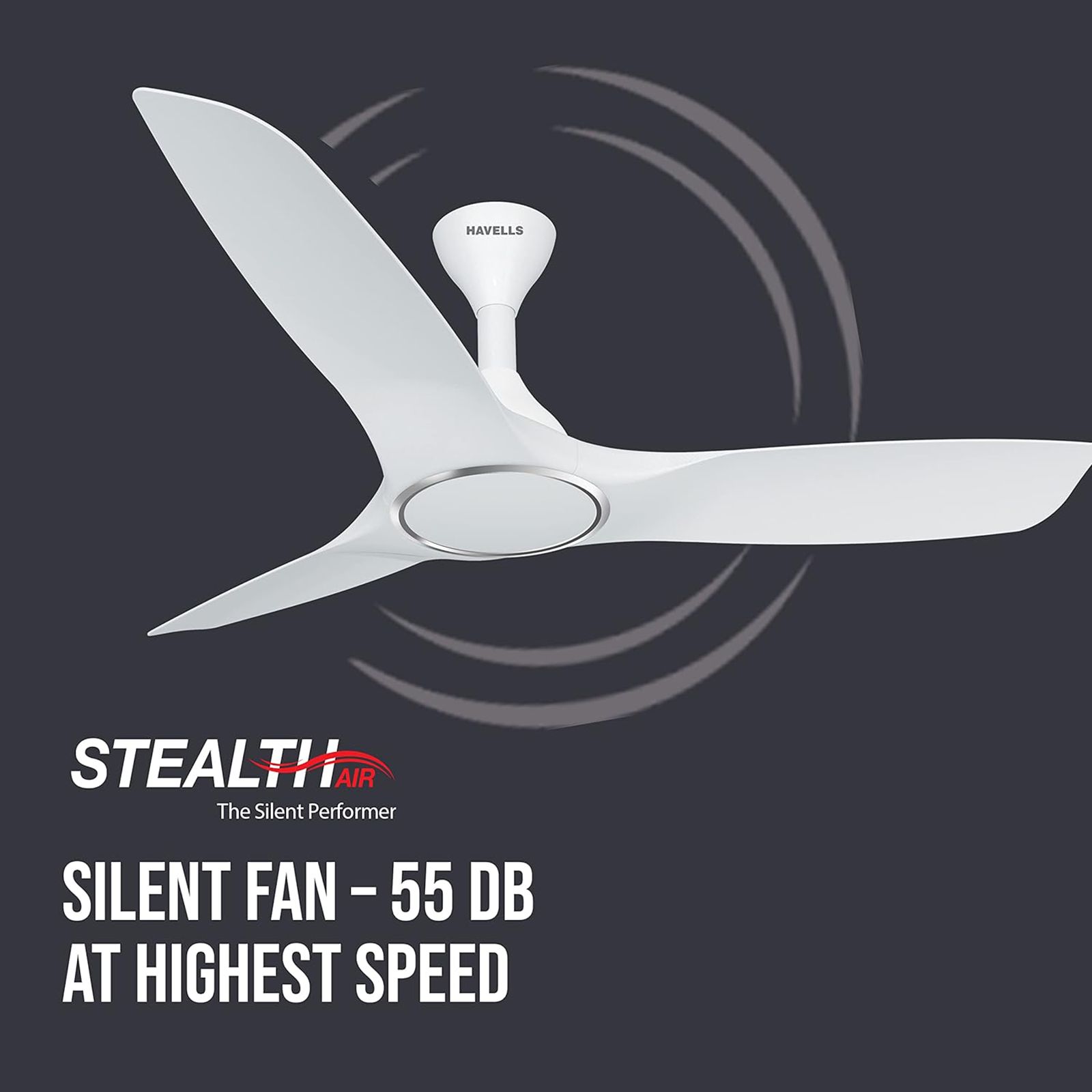 HAVELLS Stealth Air 1200mm 3 Blade Torque Motor Ceiling Fan (High Speed, Pearl White)_11