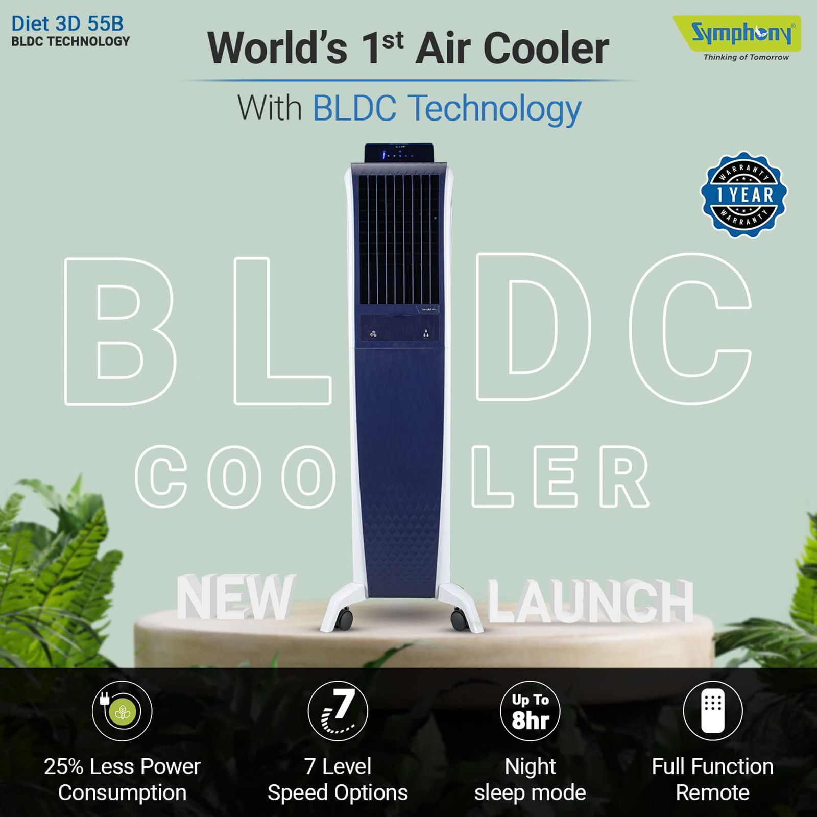 Symphony DiET 3D 55B 55 Litres Tower Air Cooler (BLDC Technology, ACOTO430, White)_6