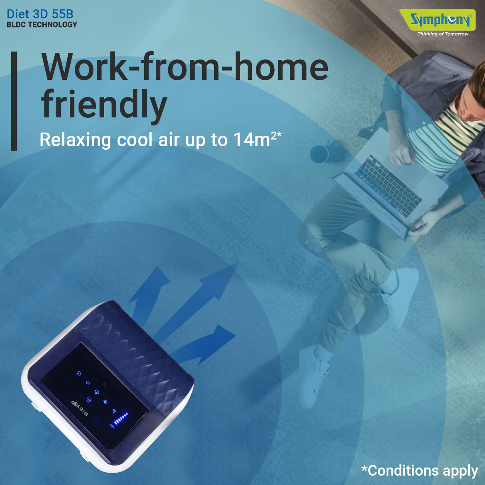 Symphony DiET 3D 55B 55 Litres Tower Air Cooler (BLDC Technology, ACOTO430, White)_4