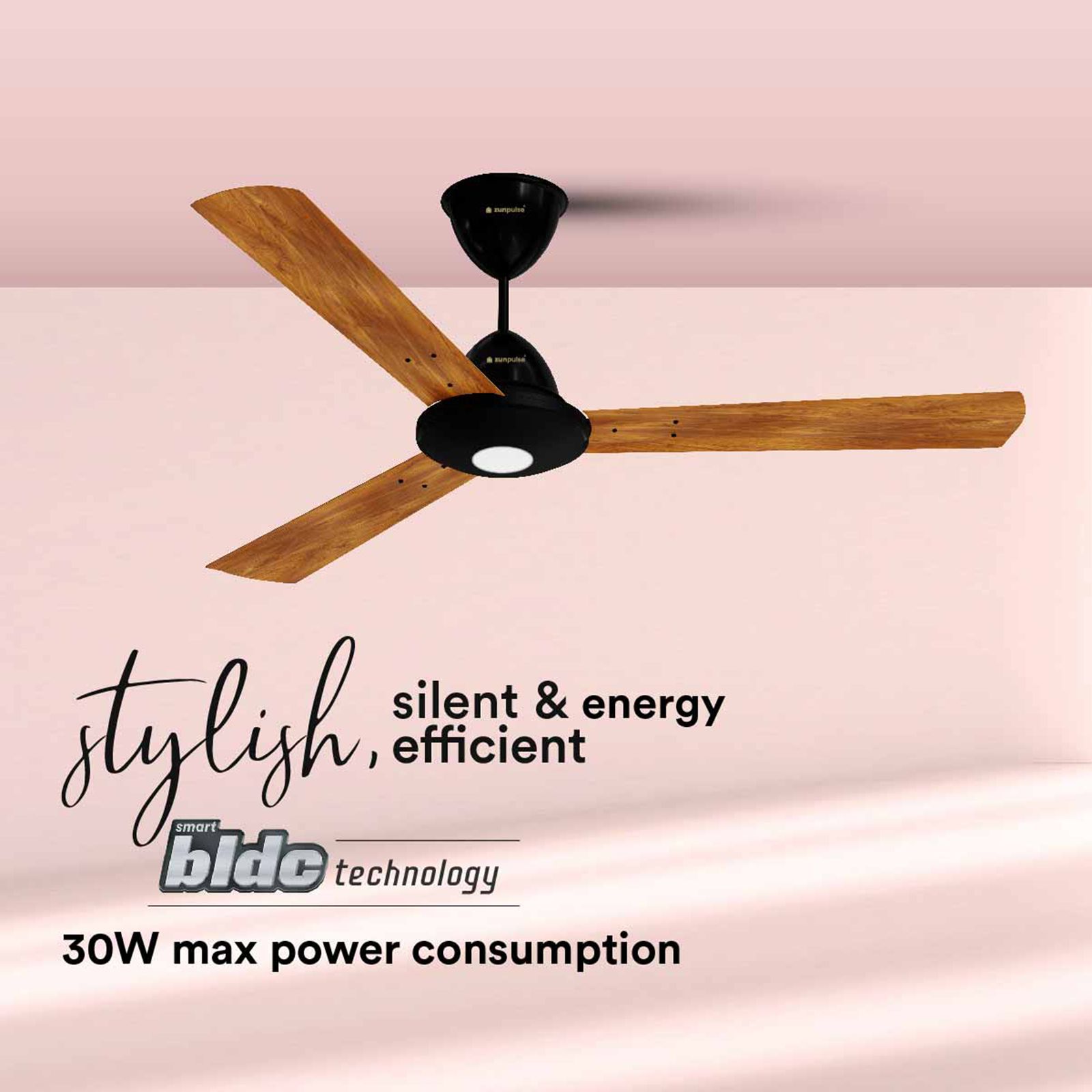 zunpulse Revelle 5 Star 1200mm 3 Blade BLDC Motor Ceiling Fan with Remote (Noiseless Operation, Teakwood)_8