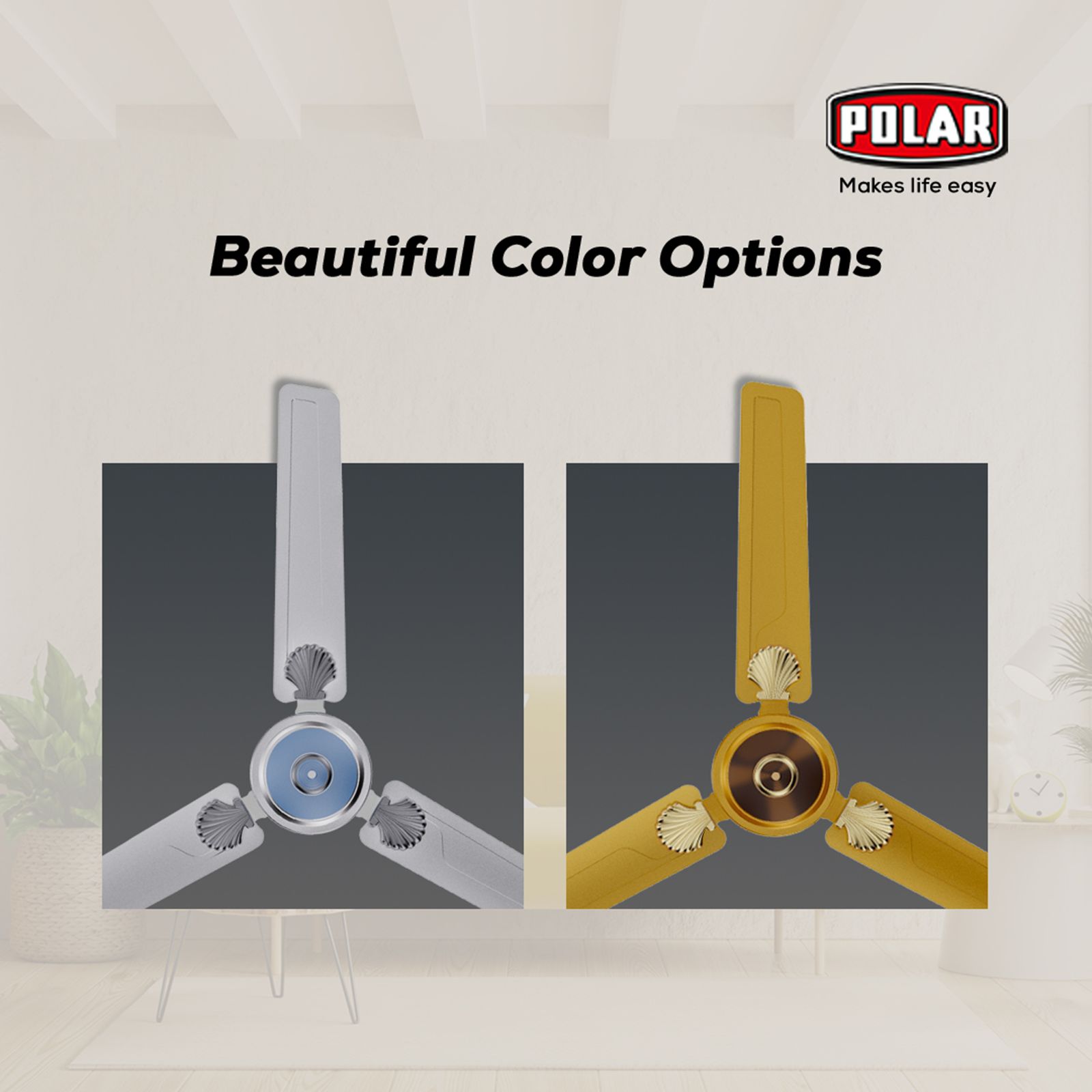 POLAR Megamite TT Deco 1 Star 1200mm 3 Blade Copper Motor Ceiling Fan (Rust Resistant, Champagne)_9