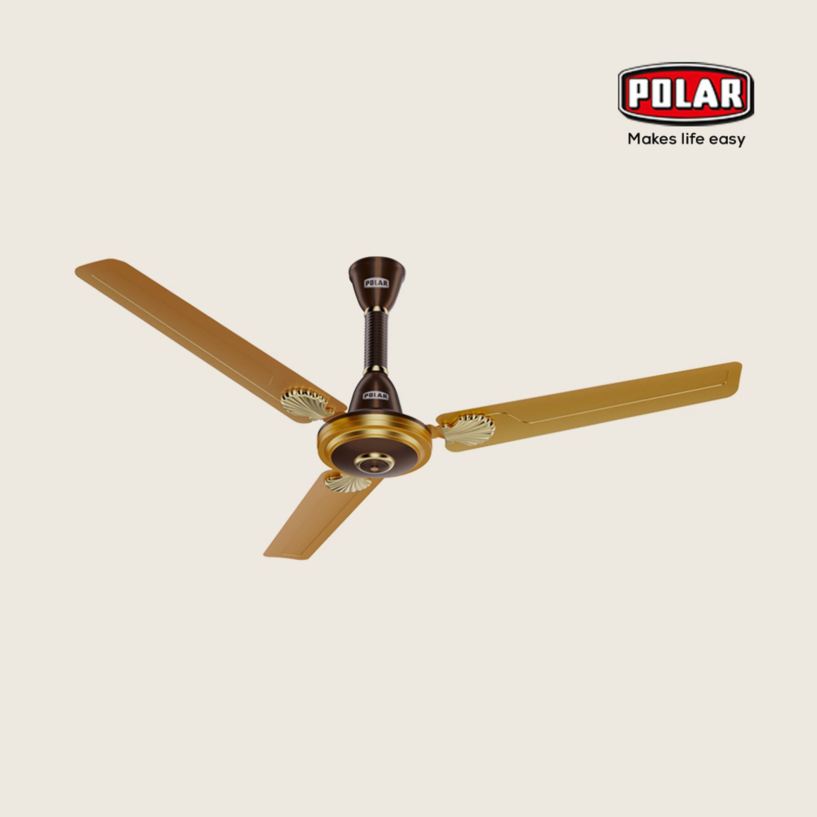 POLAR Megamite TT Deco 1 Star 1200mm 3 Blade Copper Motor Ceiling Fan (Rust Resistant, Champagne)_5