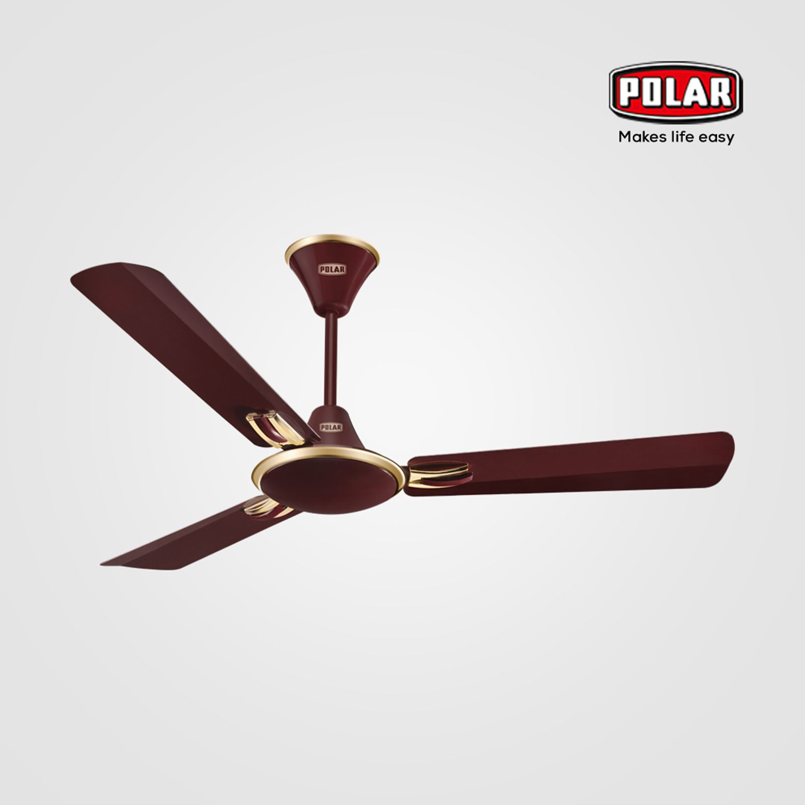 POLAR Corvette Core 1 Star 1200mm 3 Blade Noiseless Operation Ceiling Fan (Metallic Contrast Blade Trim, Brown)_5
