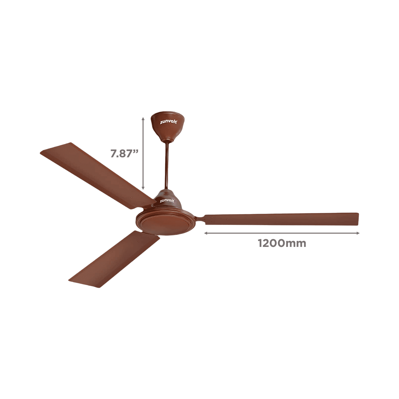 zunpulse Thunder 1200mm 3 Blade High Speed Ceiling Fan (Low Power Consumption, Brown)_2