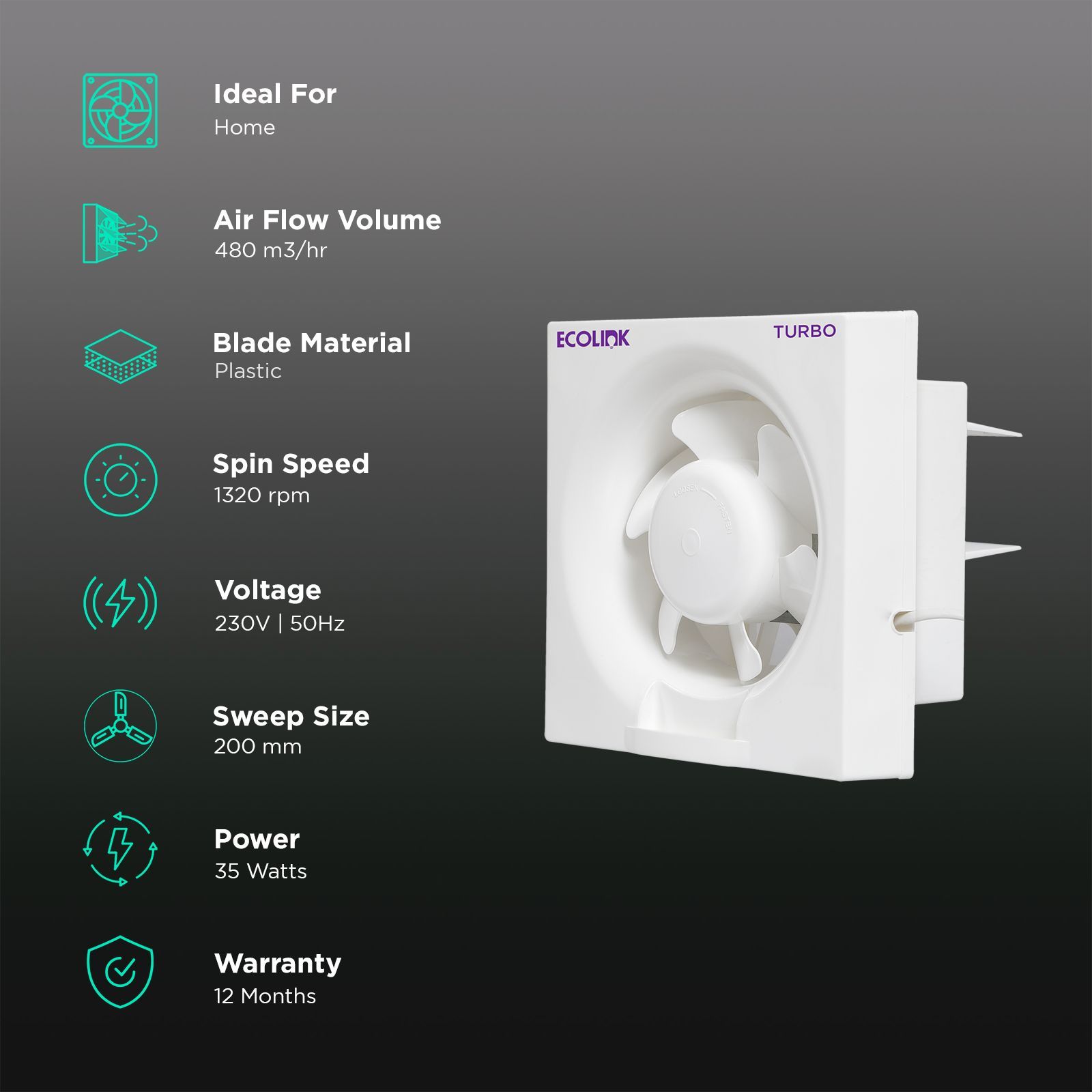 PHILIPS EcoLink Turbo 200mm Exhaust Fan (Dust Protection, White) PHILIPS EcoLink Turbo 200mm Exhaust Fan (Dust Protection, White)_3