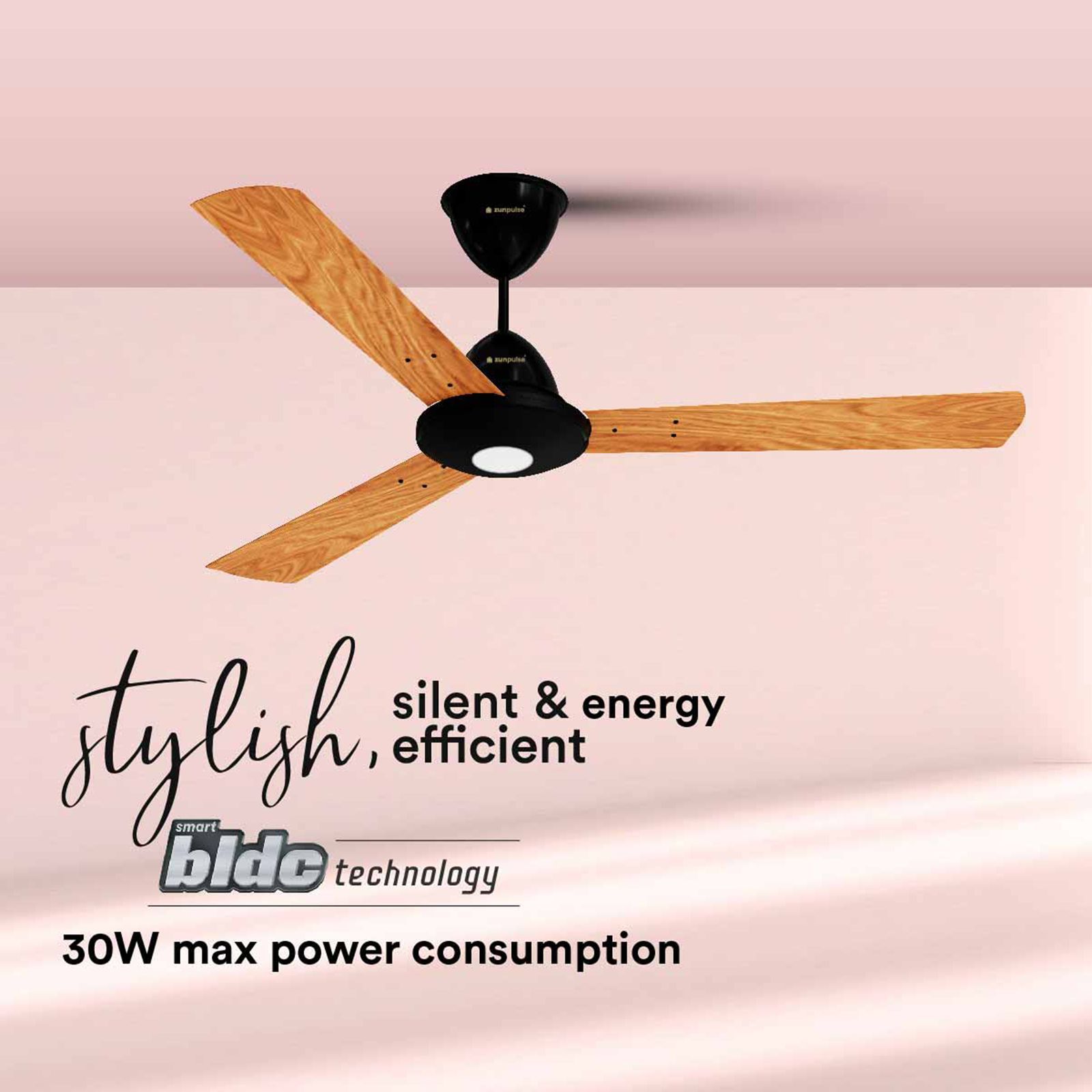 zunpulse Revelle 5 Star 1200mm 3 Blade BLDC Motor Ceiling Fan with Remote (Noiseless Operation, Oak White)_9