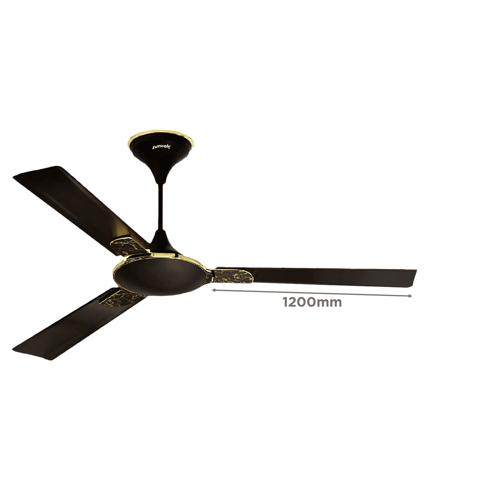 zunpulse Shimmer 1200mm 3 Blade High Grade Copper Ceiling Fan (Noiseless Operation, Smokey Brown)_2