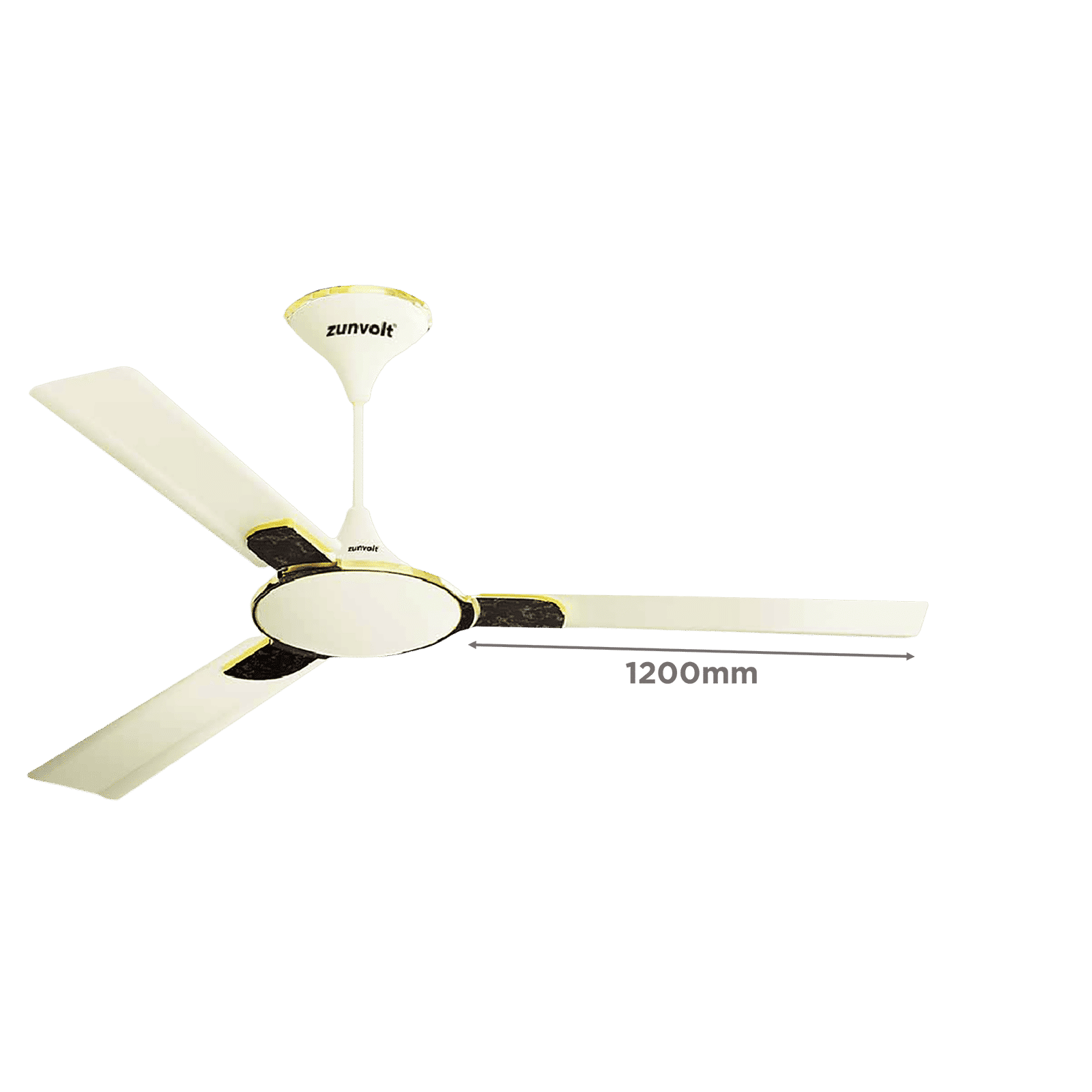 zunpulse Shimmer 1200mm 3 Blade High Grade Copper Ceiling Fan (Noiseless Operation, Ivory)_2