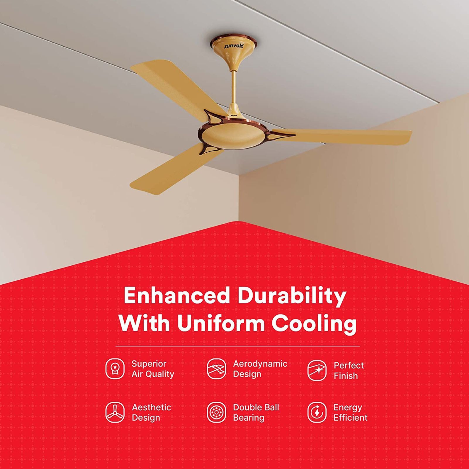 zunpulse Emperor 1200mm 3 Blade High Speed Ceiling Fan (Double Ball Bearing, Golden & Brown) zunpulse Emperor 1200mm 3 Blade High Speed Ceiling Fan (Double Ball Bearing, Golden & Brown)_7
