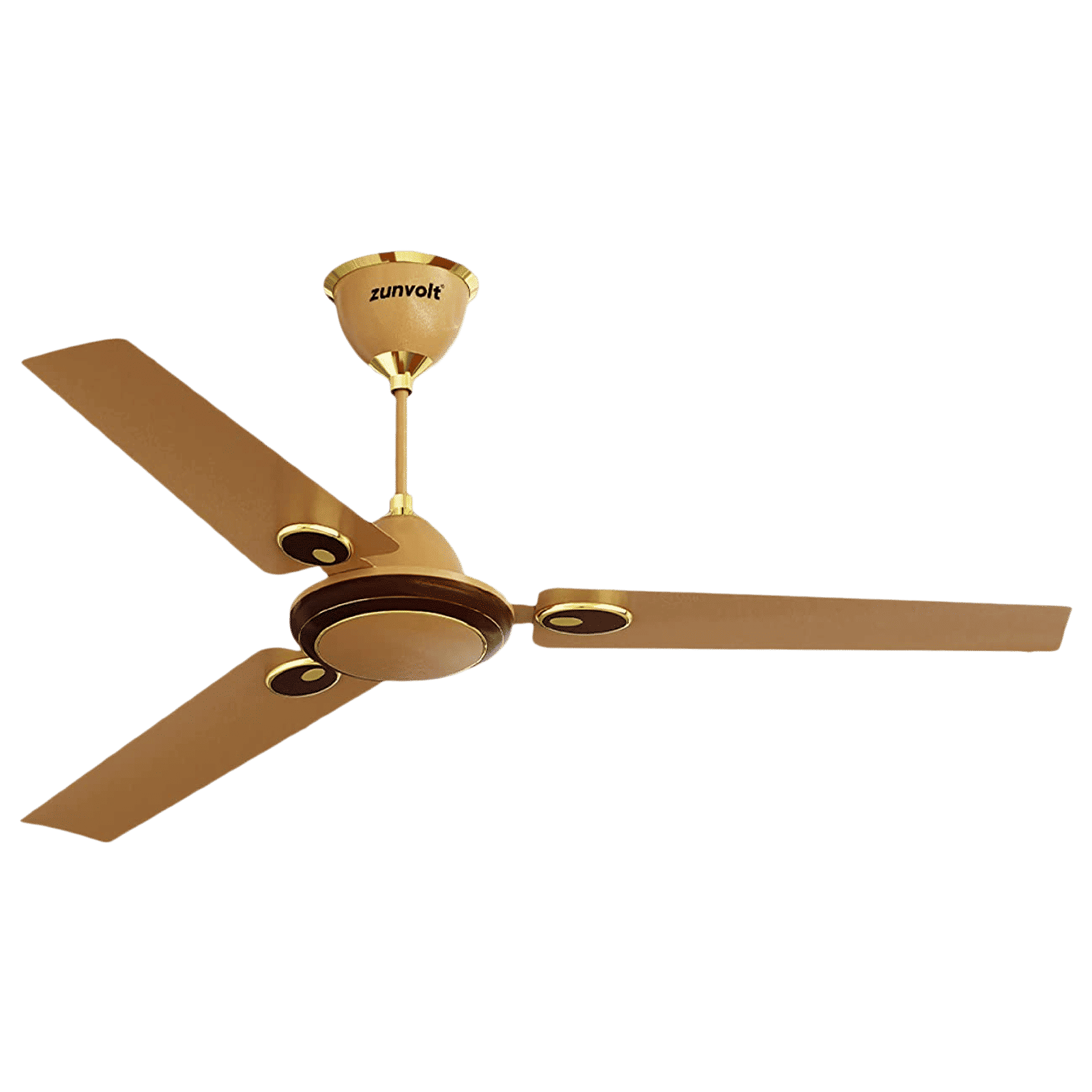 zunpulse Hera 1200mm 3 Blade High Speed Ceiling Fan (Double Ball Bearing, Golden & Brown)_1