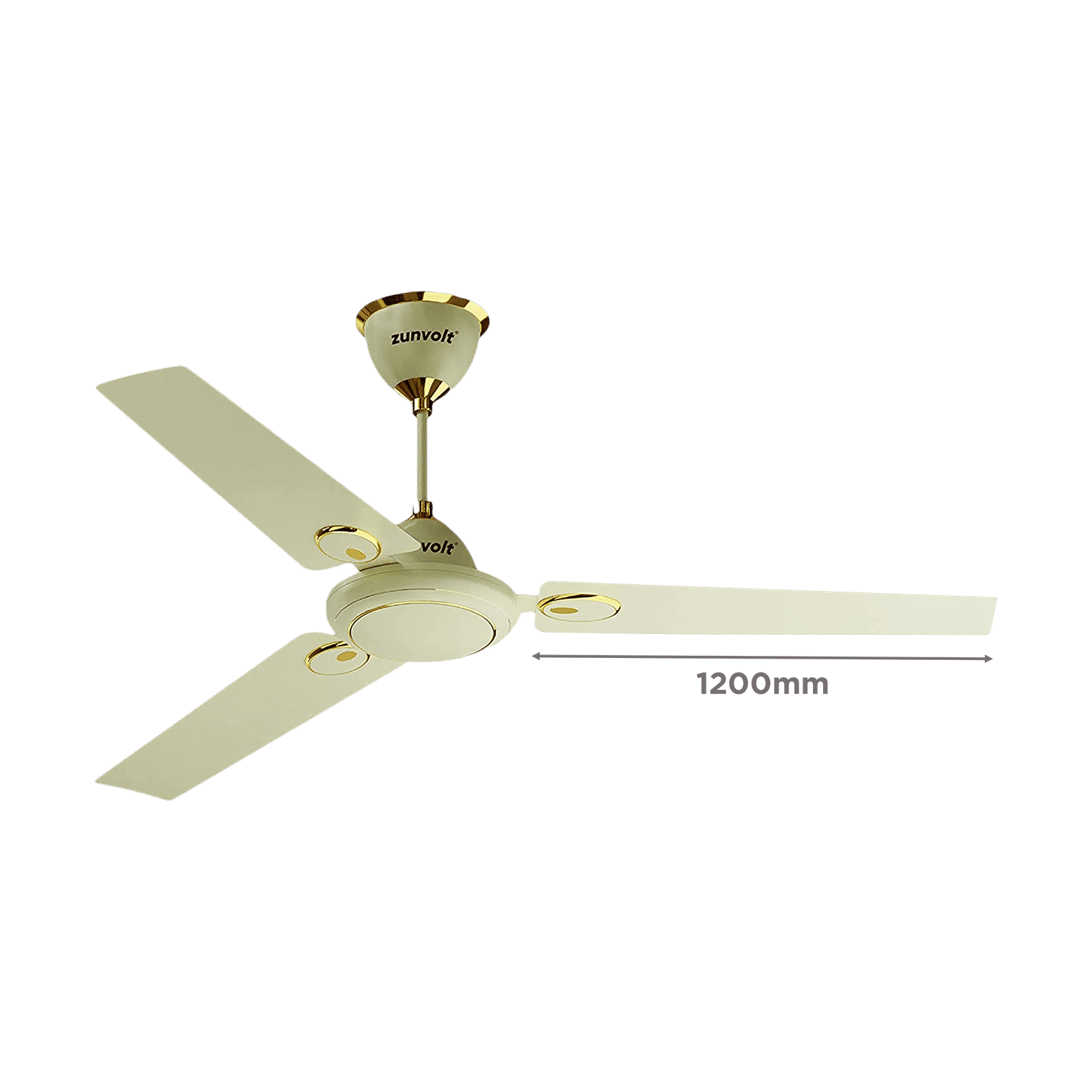 zunpulse Hera 1200mm 3 Blade High Speed Ceiling Fan (Double Ball Bearing, Ivory)_2