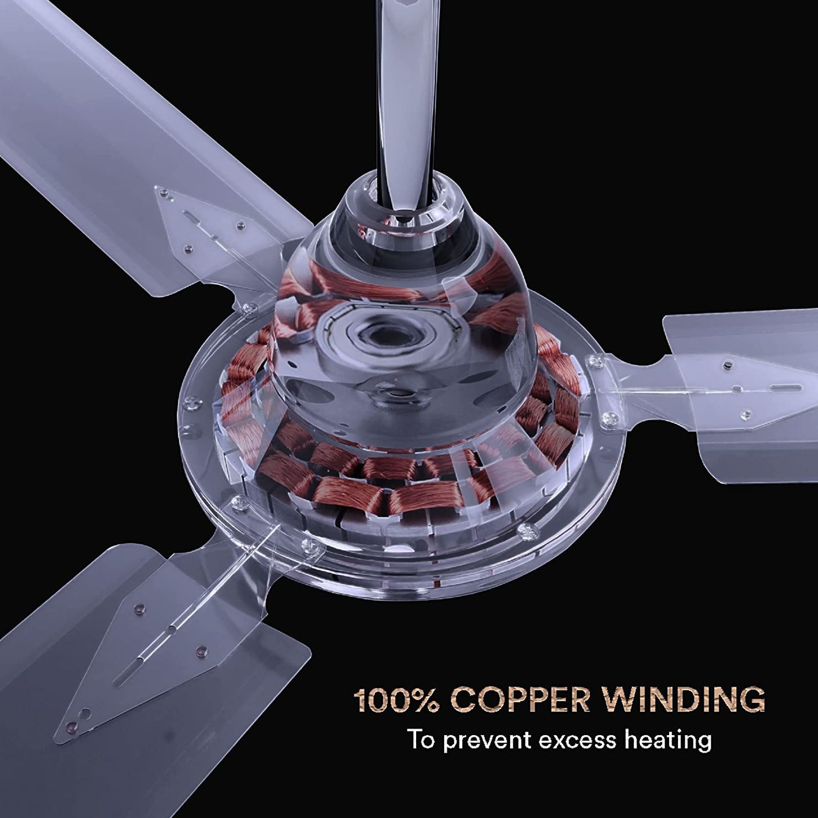 zunpulse Thundermax 1200mm 3 Blade High Speed Ceiling Fan (Low Power Consumption, White)_7