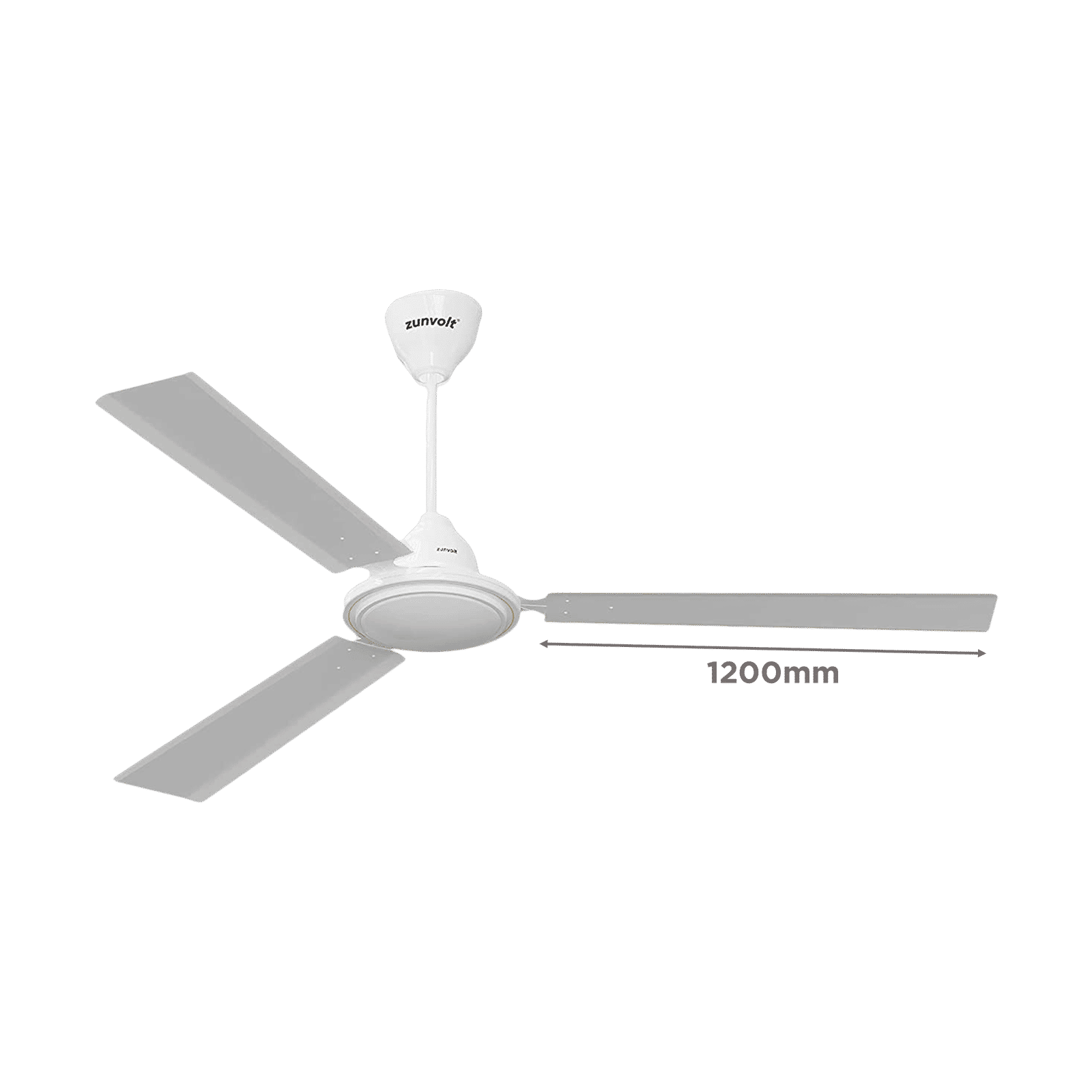 zunpulse Thundermax 1200mm 3 Blade High Speed Ceiling Fan (Low Power Consumption, White)_2