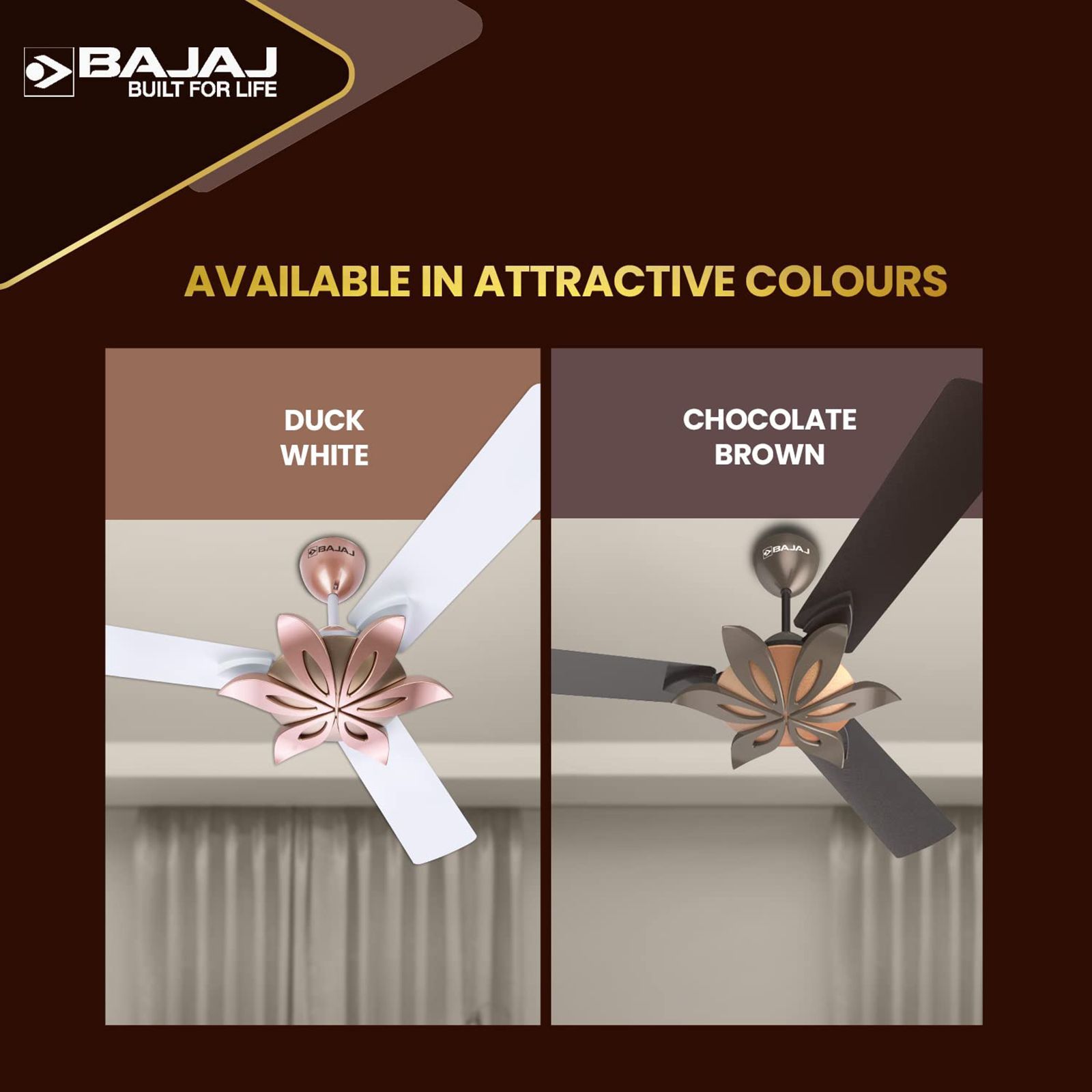 BAJAJ Floweret EE 1 Star 1200mm 3 Blade Anti Bacterial Ceiling Fan (Easy to Clean, Chocolate Brown)_8