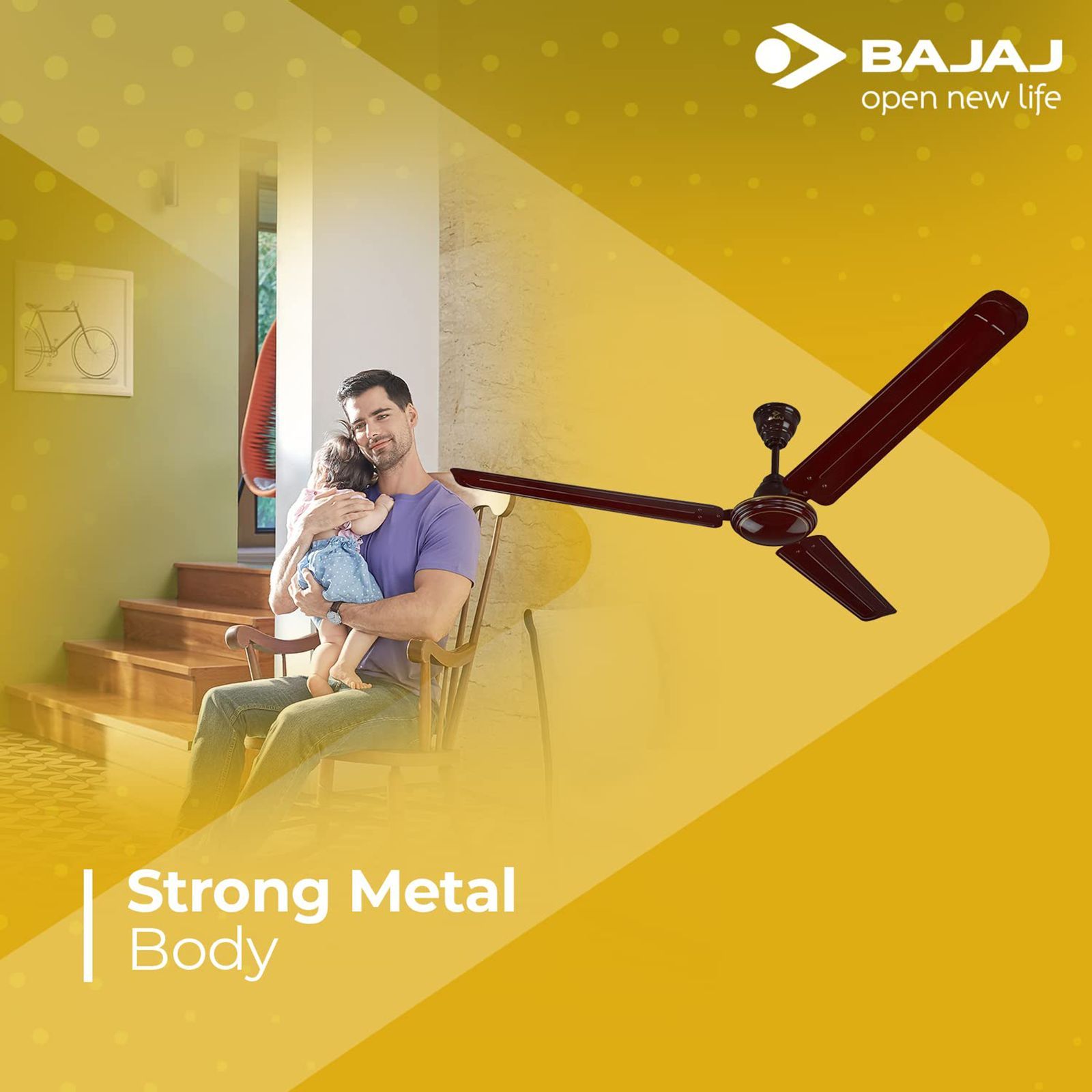 BAJAJ Bahar 14EE 1400mm 3 Blade Rust Proof Ceiling Fan (High Torque Motor, Brown)_8