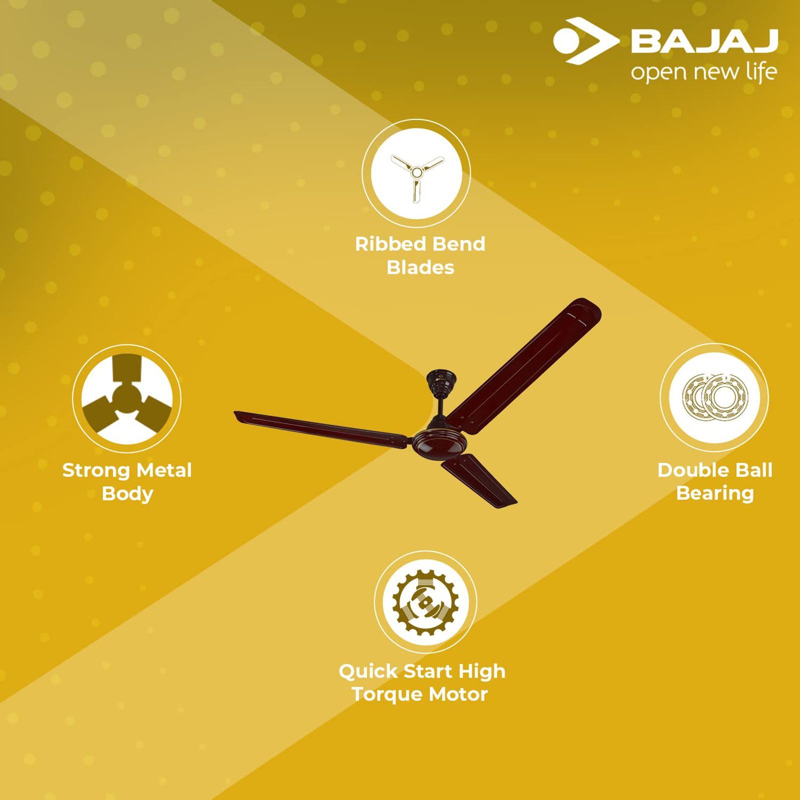BAJAJ Bahar 14EE 1400mm 3 Blade Rust Proof Ceiling Fan (High Torque Motor, Brown)_9