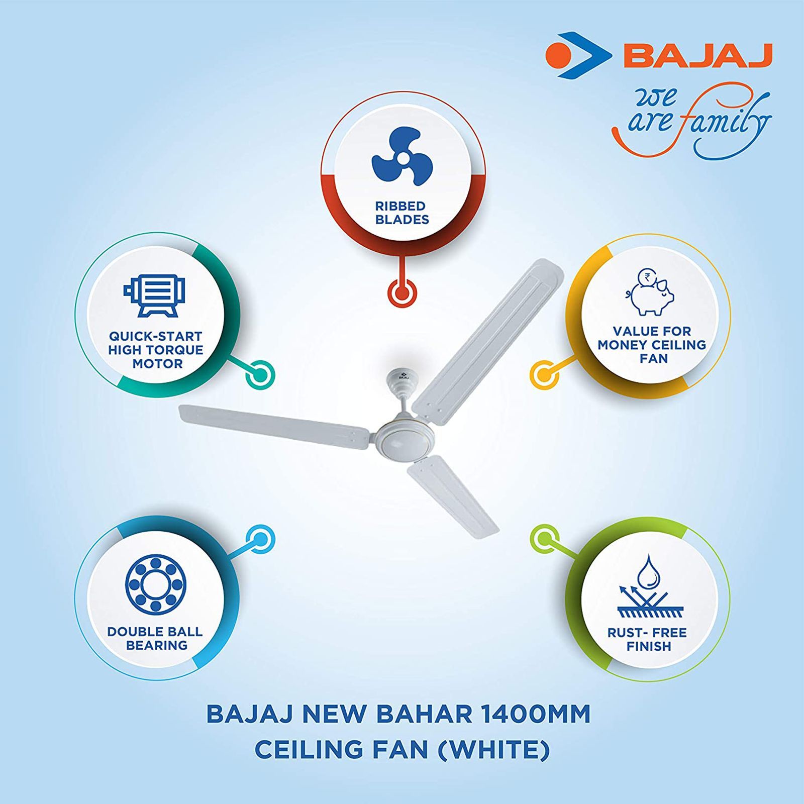 BAJAJ Bahar 1400mm 3 Blade Rust Proof Ceiling Fan (High Torque Motor, White)_10