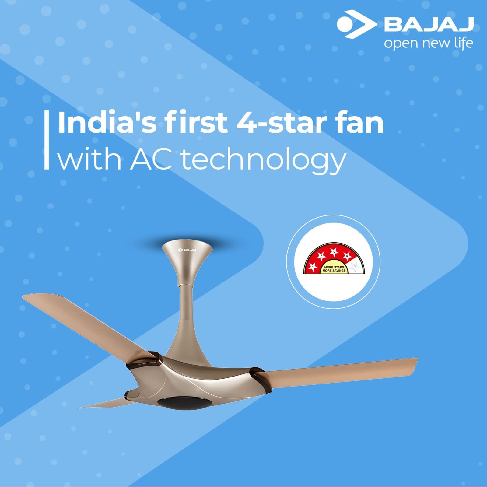 BAJAJ Esperanza 4 Star 1200mm 3 Blade Silent Operation Ceiling Fan (Strong Copper Motor, Topaz)_6