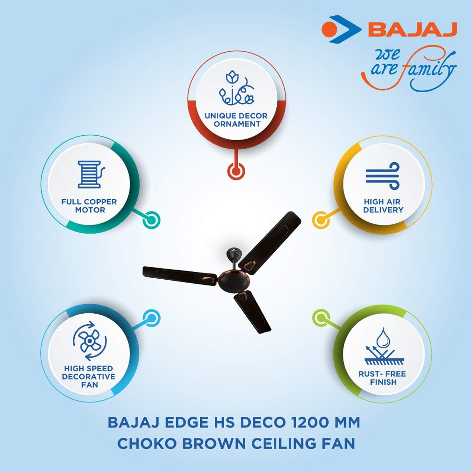 BAJAJ Economy Deco 1200mm 3 Blade Powerful Performance Ceiling Fan (Energy Efficient, Choko Brown)_6