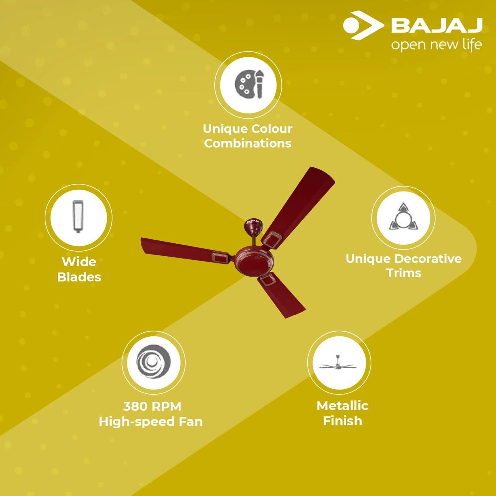 BAJAJ Grace Neo BBD EE 1 Star 1200mm 3 Blade Anti Corrosive Ceiling Fan (Energy Efficient, Velvet)_7