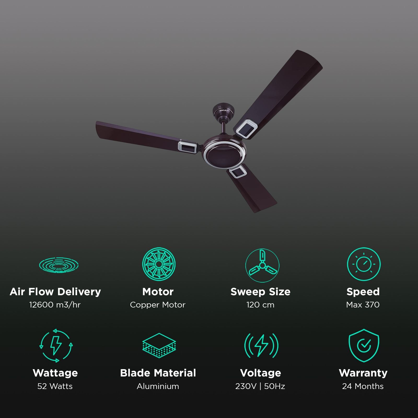 BAJAJ Grace Neo BBD EE 1 Star 1200mm 3 Blade Anti Corrosive Ceiling Fan (Energy Efficient, Purple Haze)_3