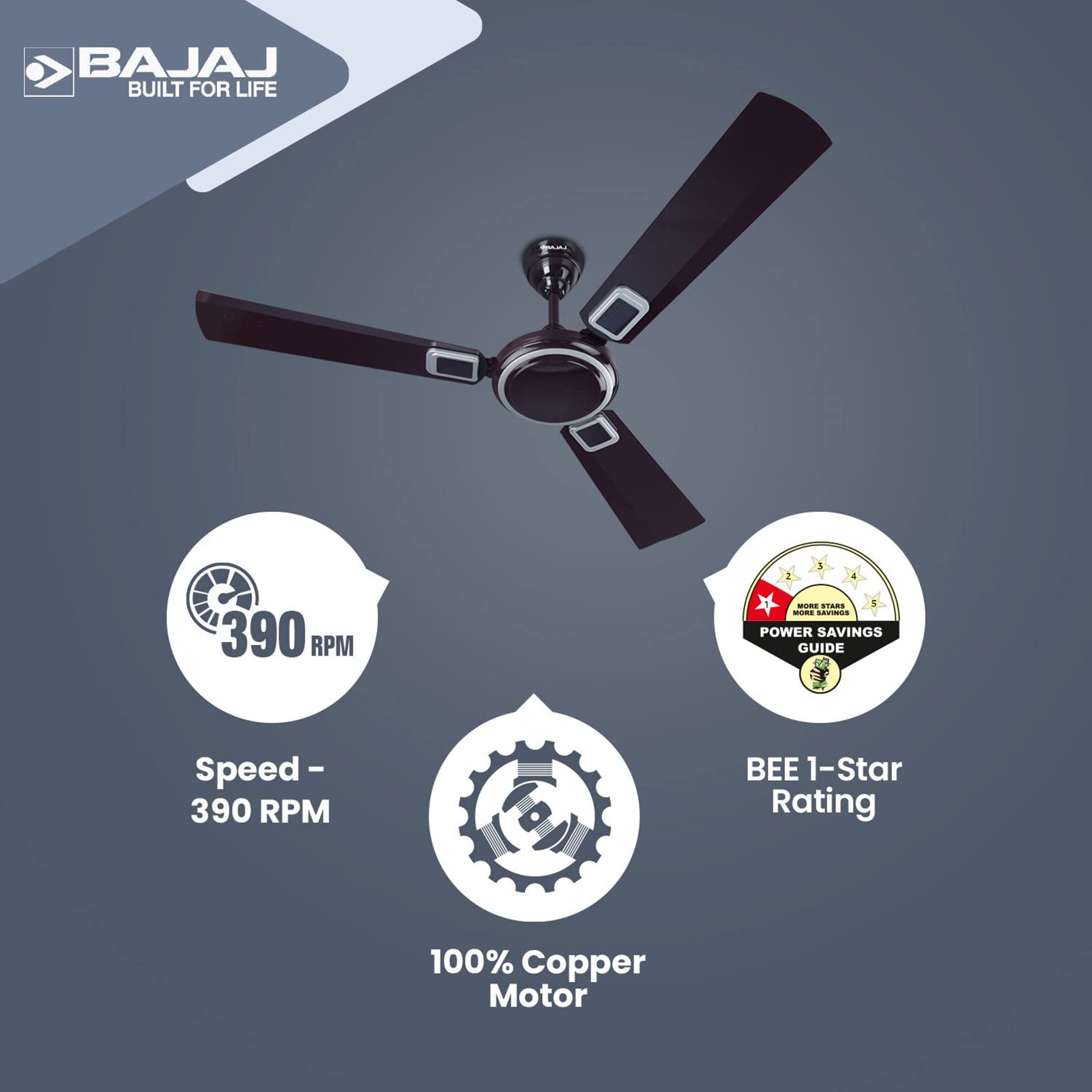 BAJAJ Grace Neo BBD EE 1 Star 1200mm 3 Blade Anti Corrosive Ceiling Fan (Energy Efficient, Purple Haze)_5
