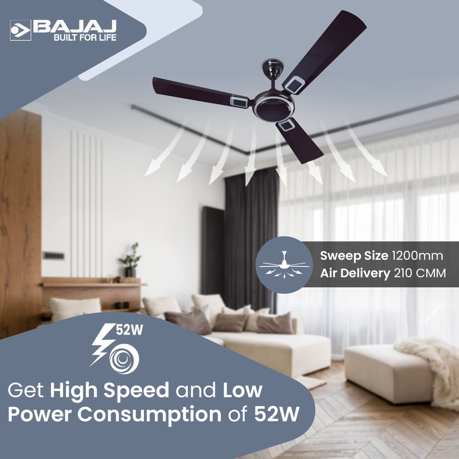 BAJAJ Grace Neo BBD EE 1 Star 1200mm 3 Blade Anti Corrosive Ceiling Fan (Energy Efficient, Purple Haze)_6