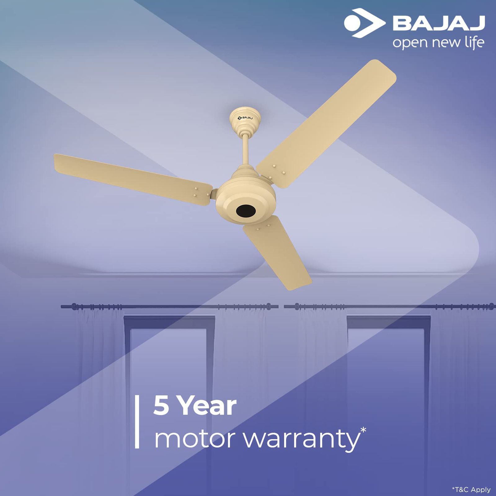 BAJAJ Energos 26 5 Star 1200mm 3 Blade BLDC Motor Ceiling Fan (Silent Operation, Base Ivory)_7
