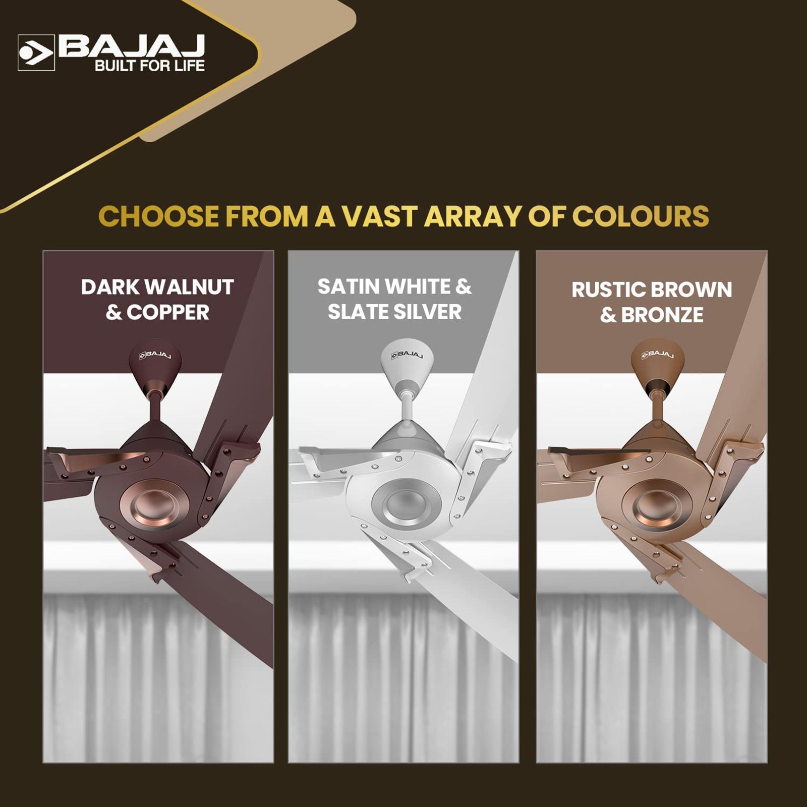 BAJAJ Euro Prime 1 Star 1200mm 3 Blade Anti Bacterial Ceiling Fan (Dual Tone Trims, Brown & Bronze)_5