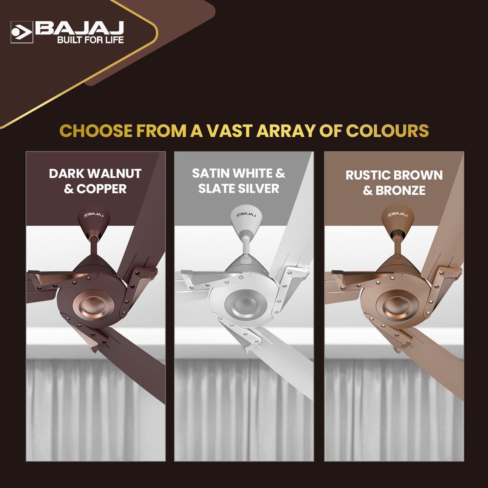 BAJAJ Euro Prime EE 1 Star 1200mm 3 Blade Silent Operation Ceiling Fan (Anti Bacterial, Walnut & Copper)_6