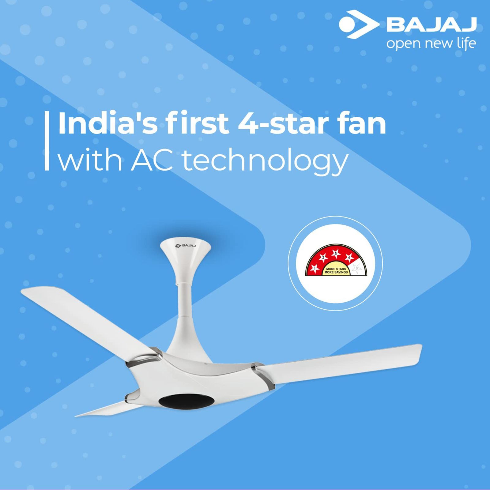 BAJAJ Esperanza 4 Star 1200mm 3 Blade Silent Operation Ceiling Fan (Strong Copper Motor, Glossy White)_8