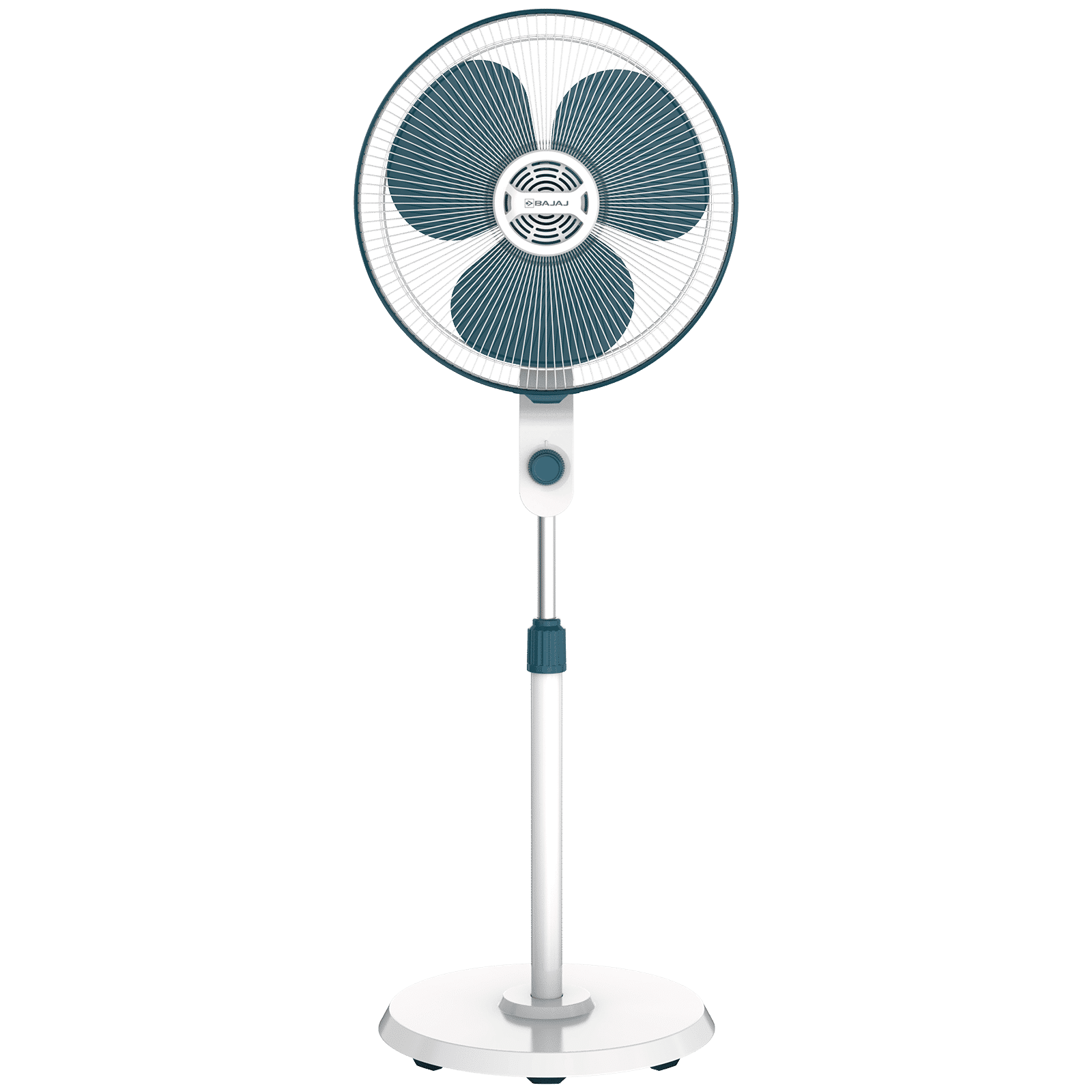 BAJAJ Veloce 5 Star 400mm 3 Blade Silent Operation Pedestal Fan (Thermal Overload Protector, White & Ocean Blue)_1