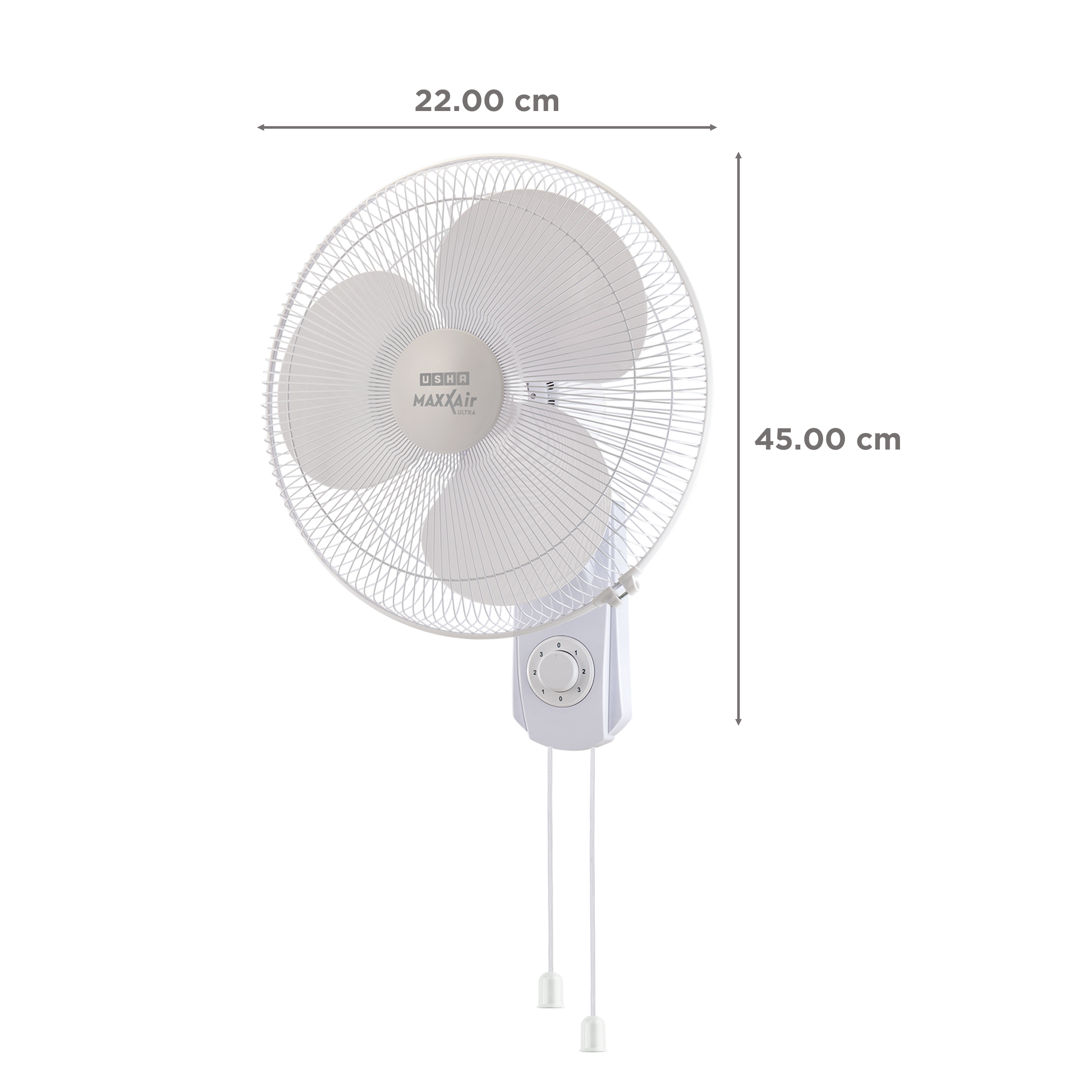 USHA Maxx Air Ultra 400mm 3 Blade Copper Motor Wall Mounted Fan (Thermal Overload Protector, White)_2