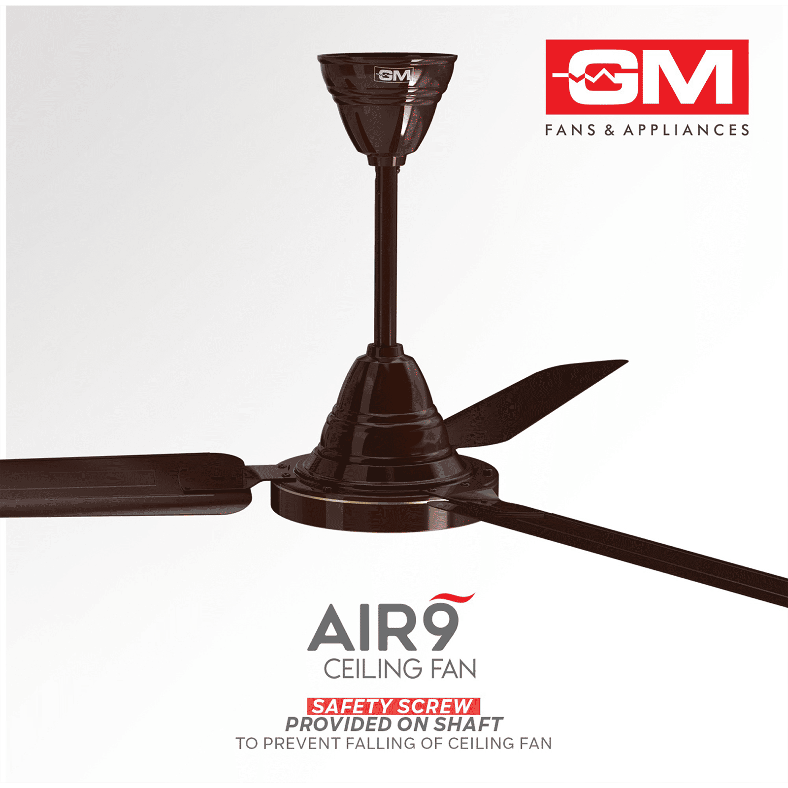GM AIR9 1 Star 1200mm 3 Blade Anti Dust Ceiling Fan (Inverter Technology, Brown)_8