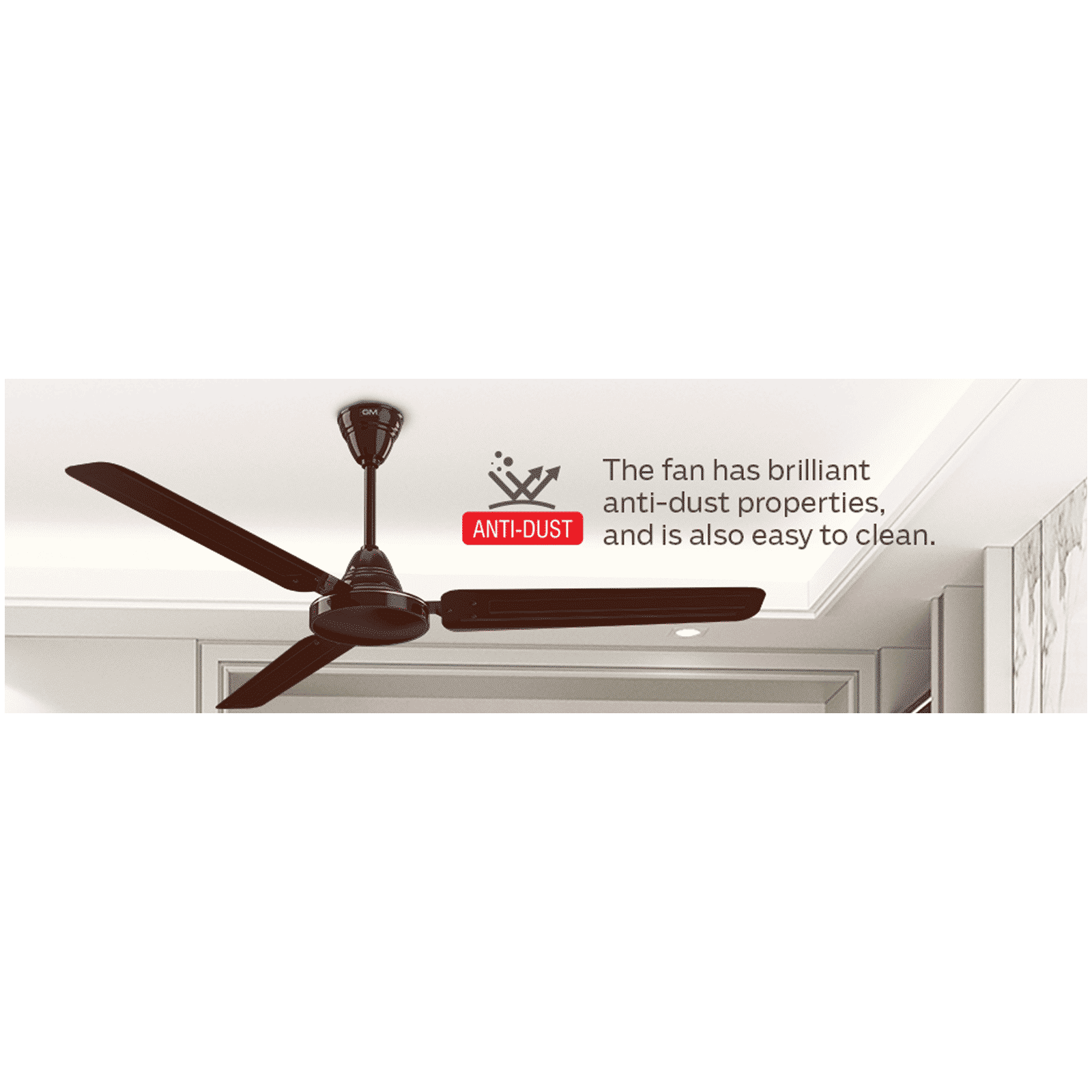 GM AIR9 1 Star 1200mm 3 Blade Anti Dust Ceiling Fan (Inverter Technology, Brown)_12