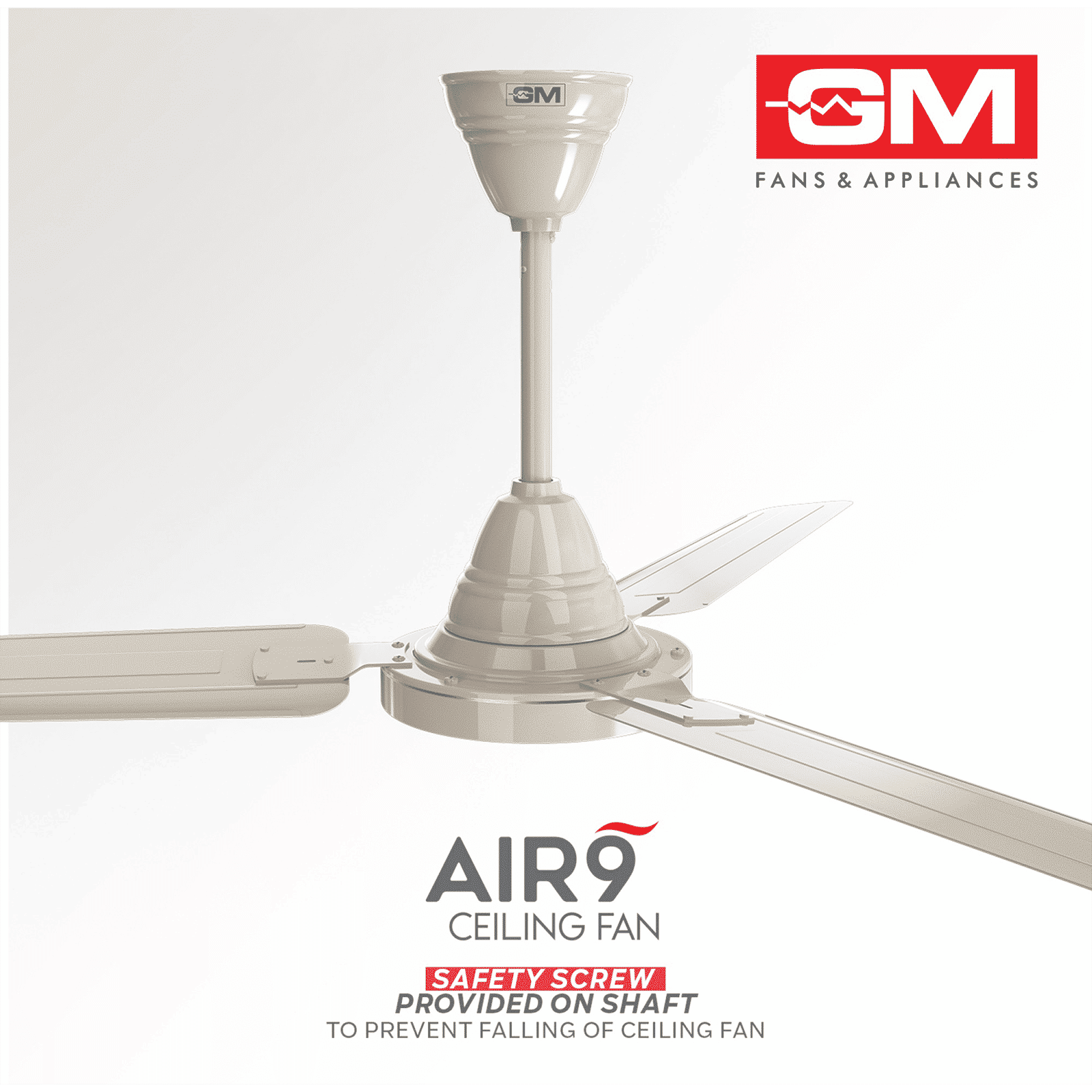 GM AIR9 1 Star 1200mm 3 Blade Inverter Technology Ceiling Fan (Energy Efficient, Ivory)_5