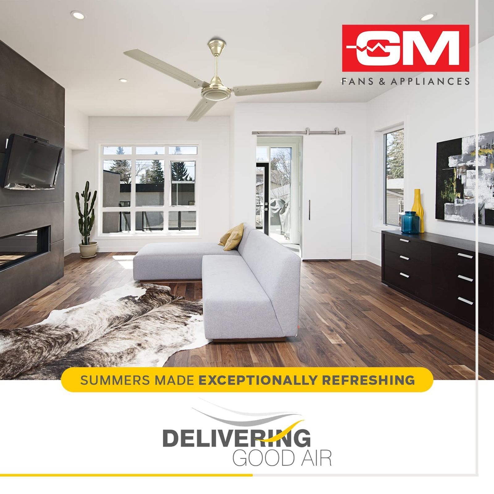 GM Air MT 1 Star 1200mm 3 Blade Silent Operation Ceiling Fan (Inverter Technology, Ivory)_5